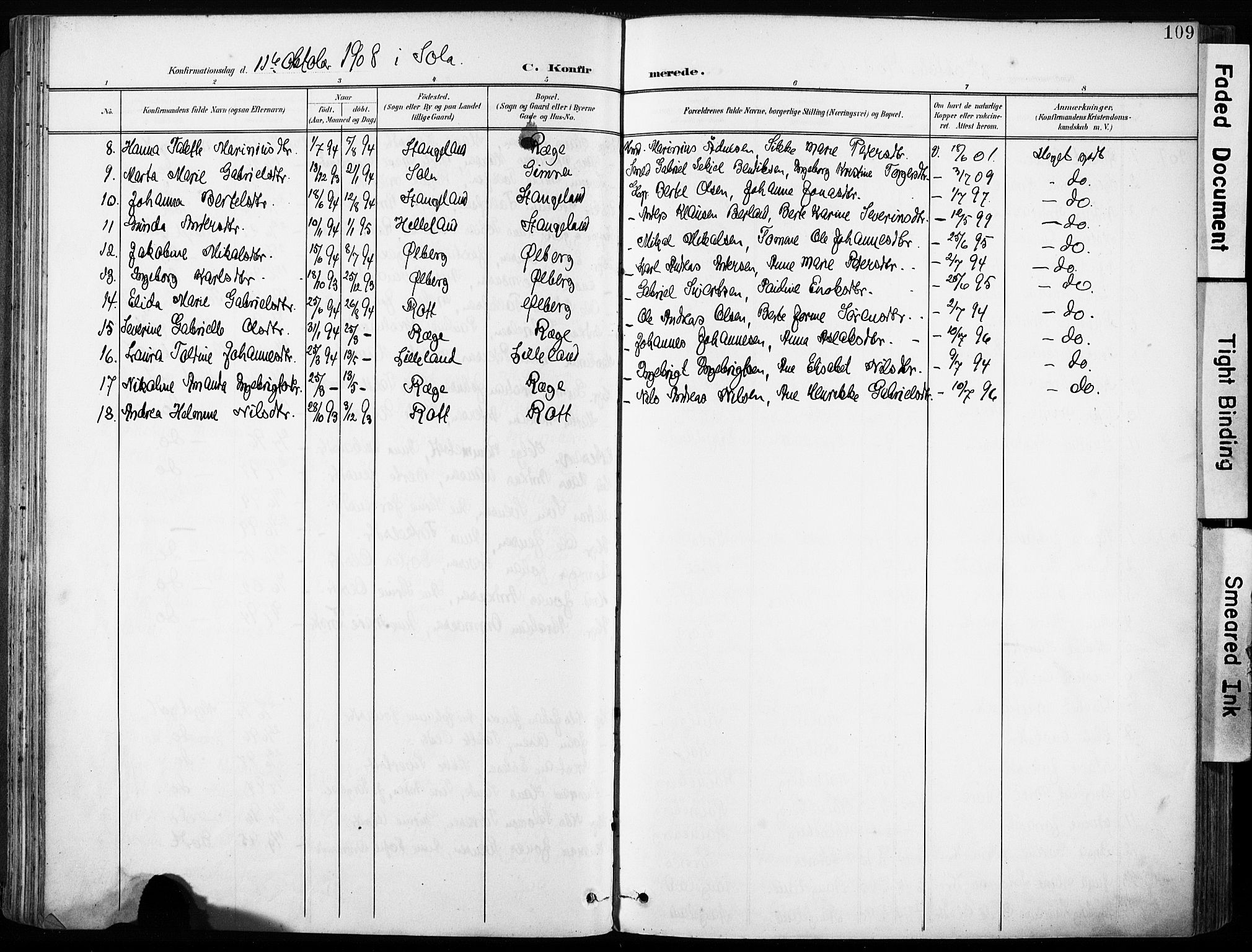 Håland sokneprestkontor, AV/SAST-A-101802/001/30BA/L0013: Parish register (official) no. A 12, 1901-1913, p. 109