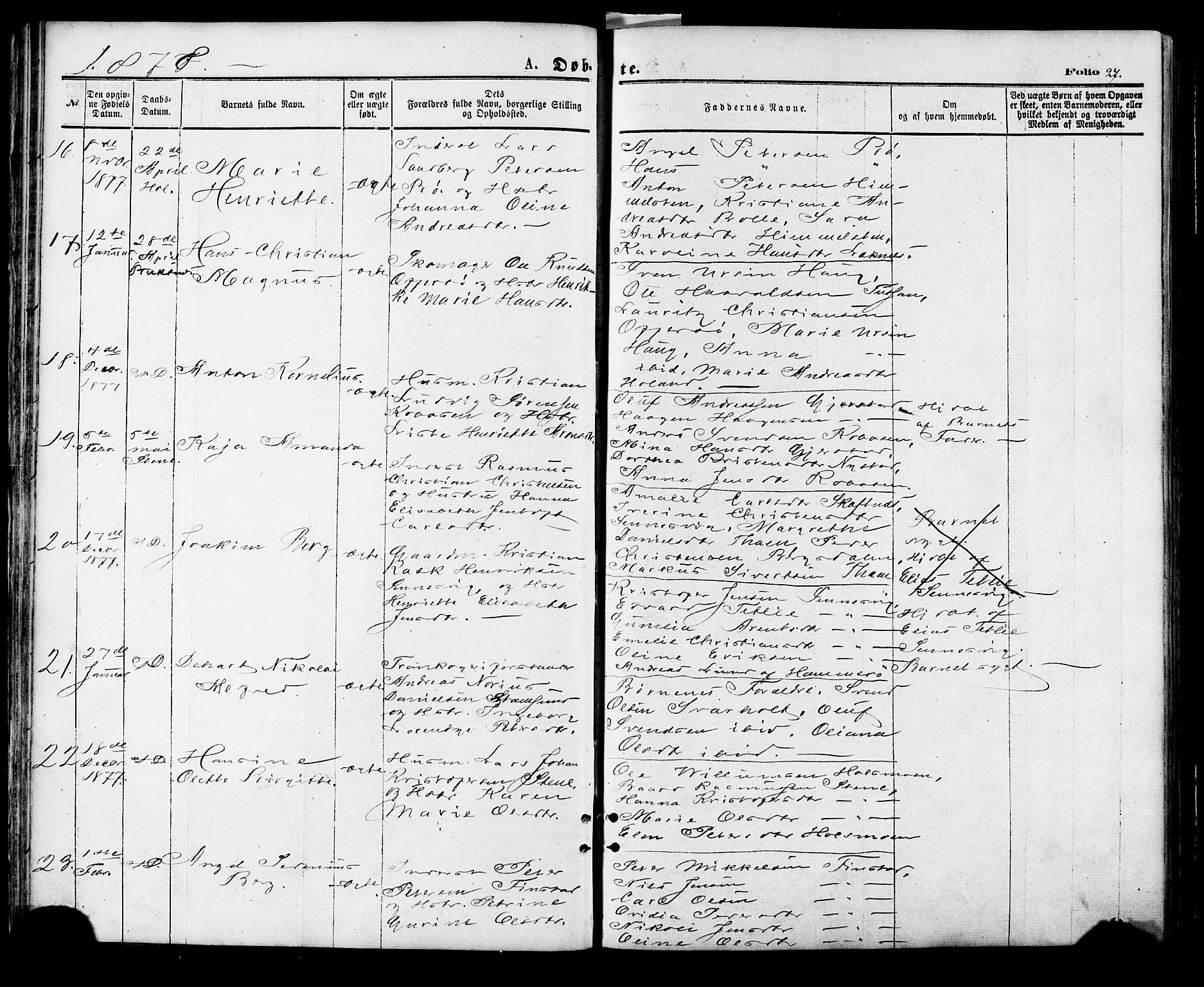 Ministerialprotokoller, klokkerbøker og fødselsregistre - Nordland, AV/SAT-A-1459/881/L1166: Parish register (copy) no. 881C03, 1876-1885, p. 27