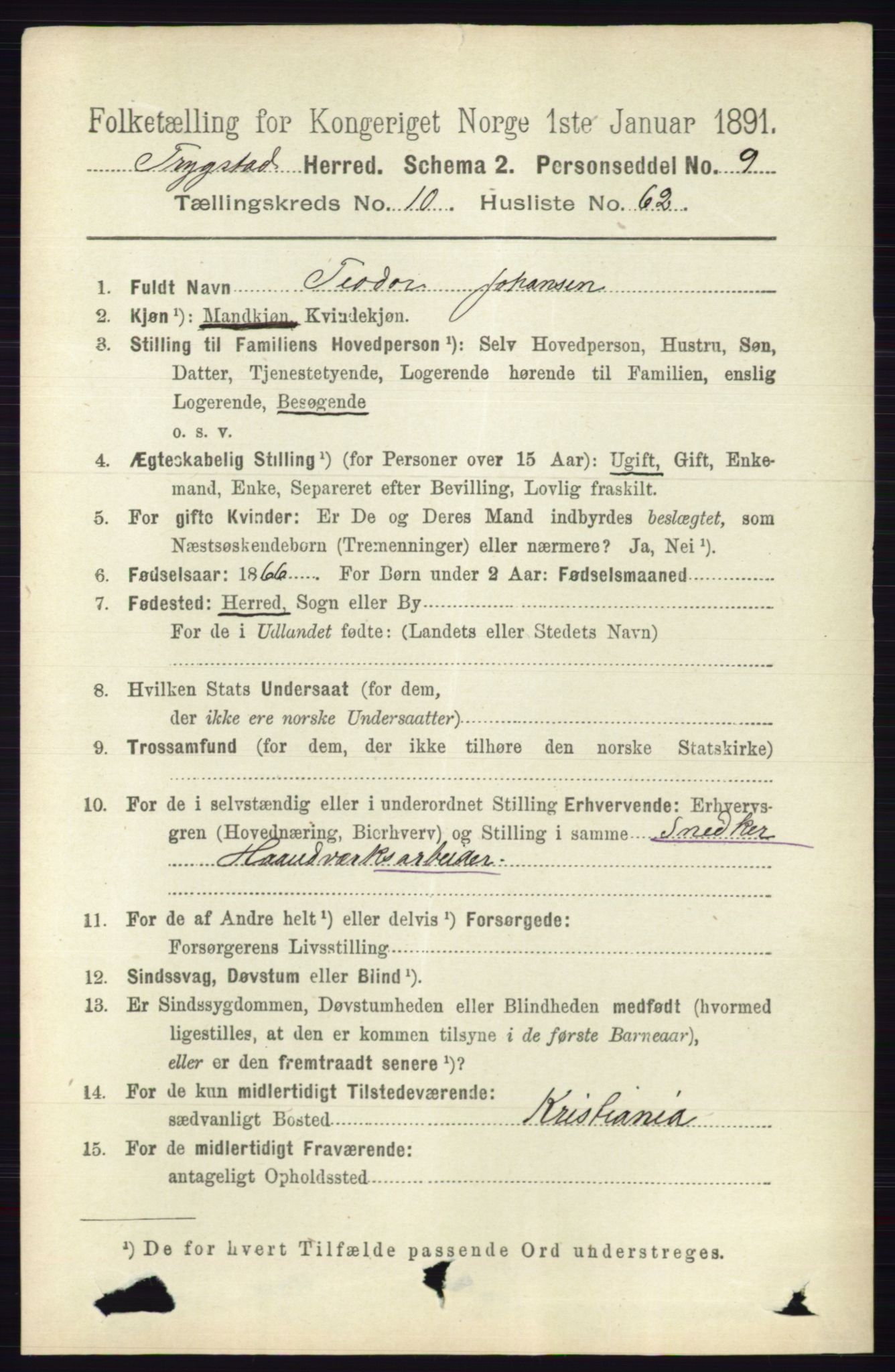 RA, 1891 Census for 0122 Trøgstad, 1891, p. 4645