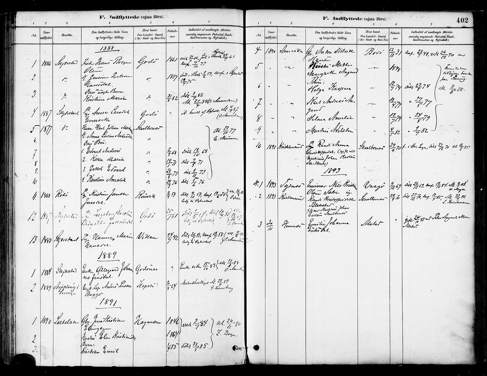 Ministerialprotokoller, klokkerbøker og fødselsregistre - Nordland, SAT/A-1459/802/L0054: Parish register (official) no. 802A01, 1879-1893, p. 402