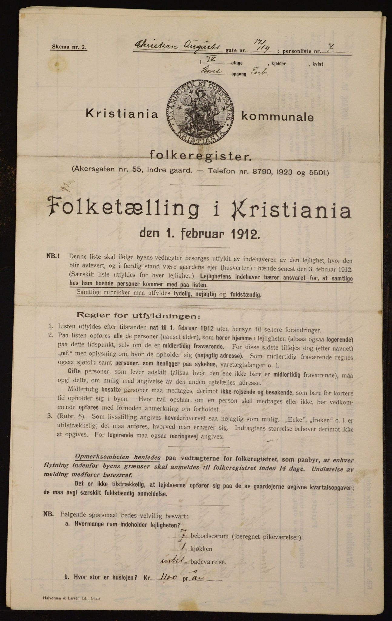 OBA, Municipal Census 1912 for Kristiania, 1912, p. 54360