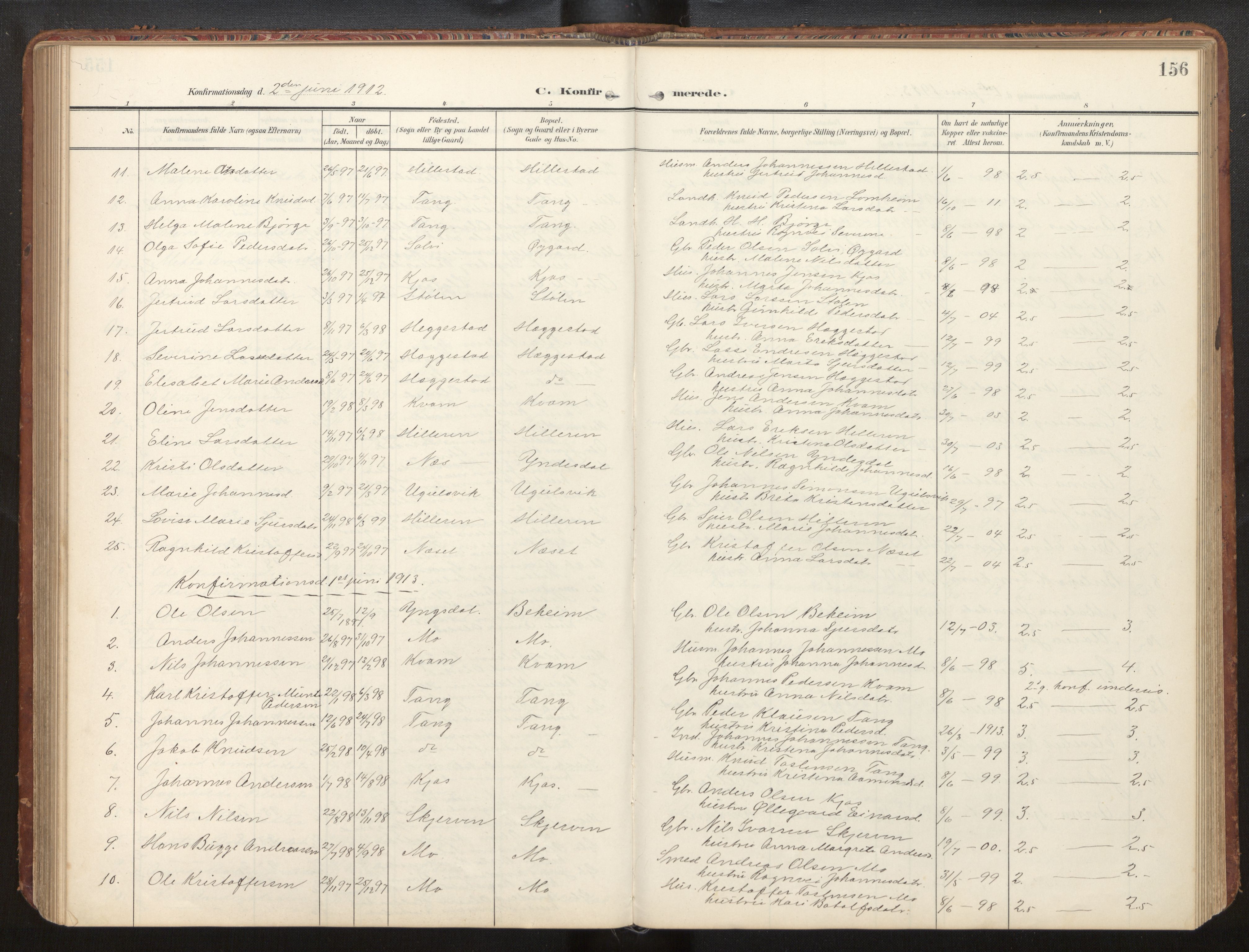 Hafslo sokneprestembete, SAB/A-80301/H/Hab/Habb/L0002: Parish register (copy) no. B 2, 1909-1947, p. 156