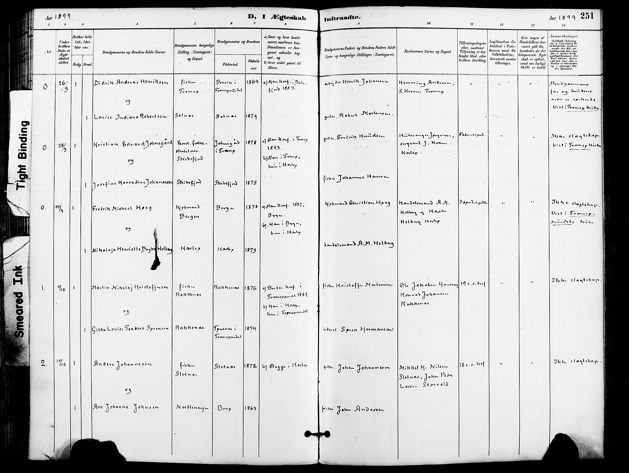 Karlsøy sokneprestembete, AV/SATØ-S-1299/H/Ha/Haa/L0007kirke: Parish register (official) no. 7, 1891-1902, p. 251