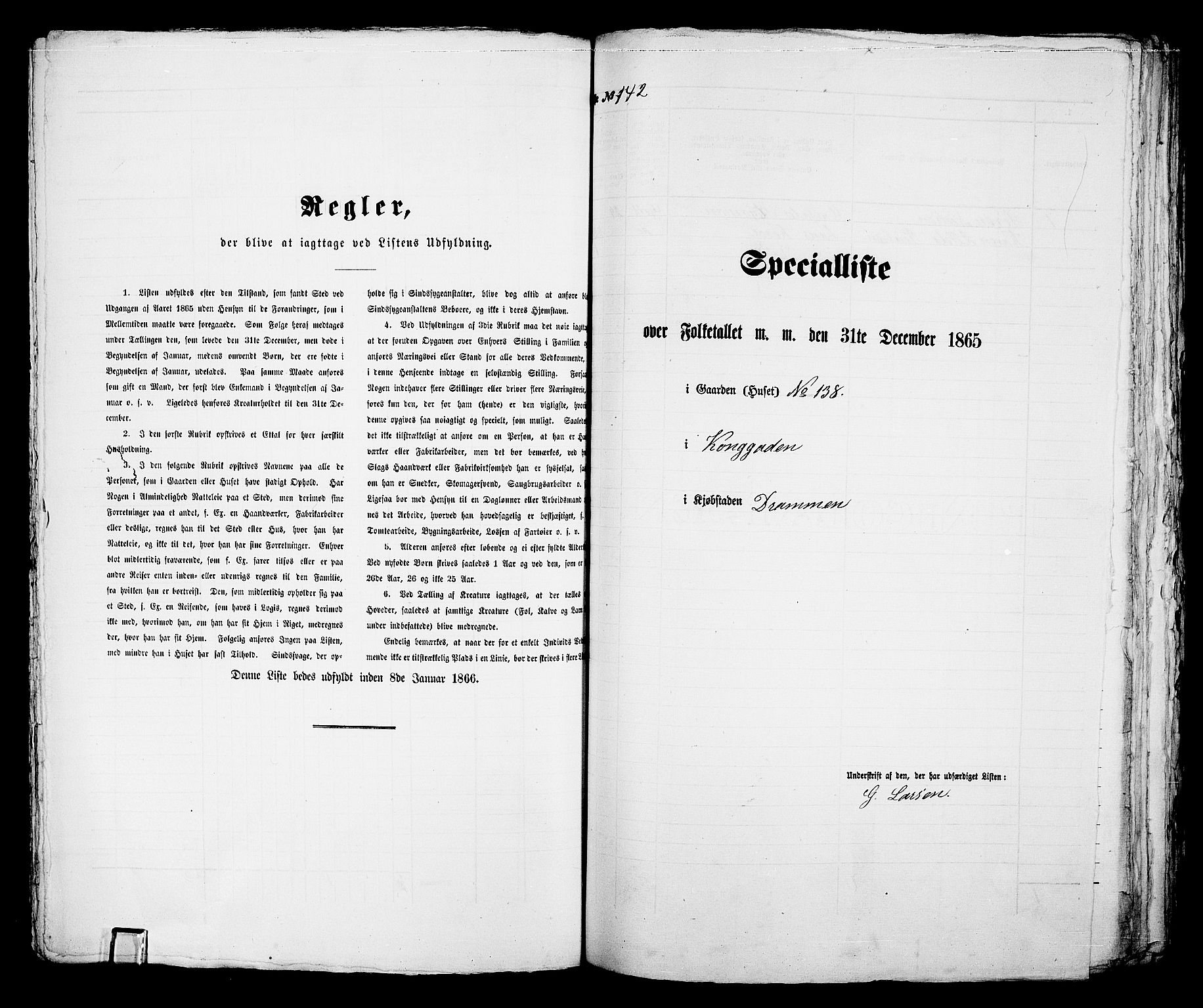 RA, 1865 census for Bragernes in Drammen, 1865, p. 307