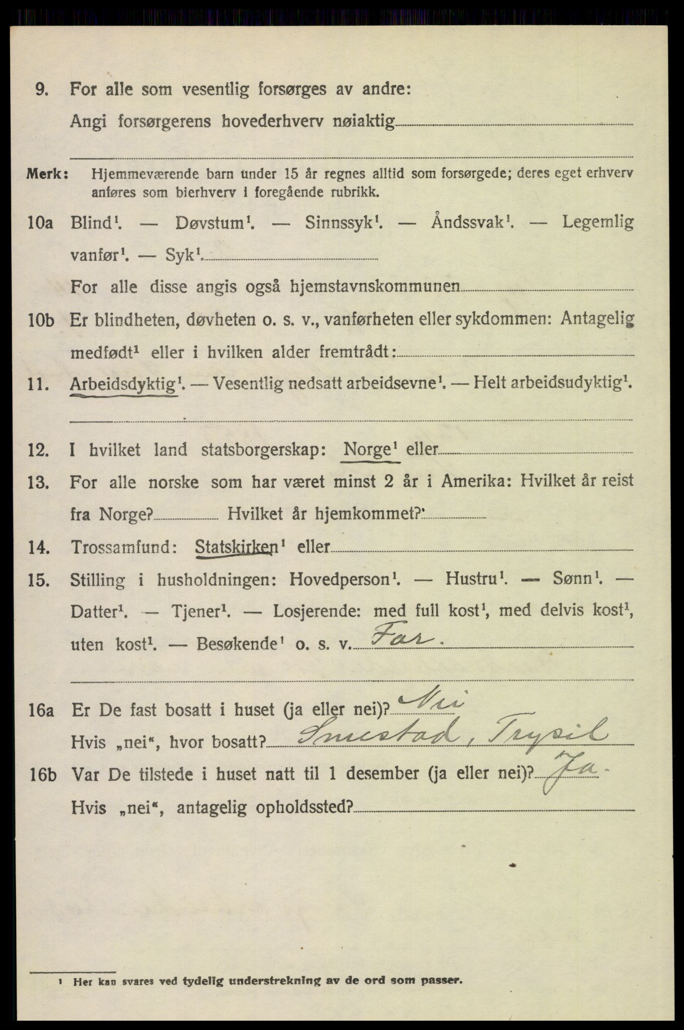 SAH, 1920 census for Trysil, 1920, p. 8768