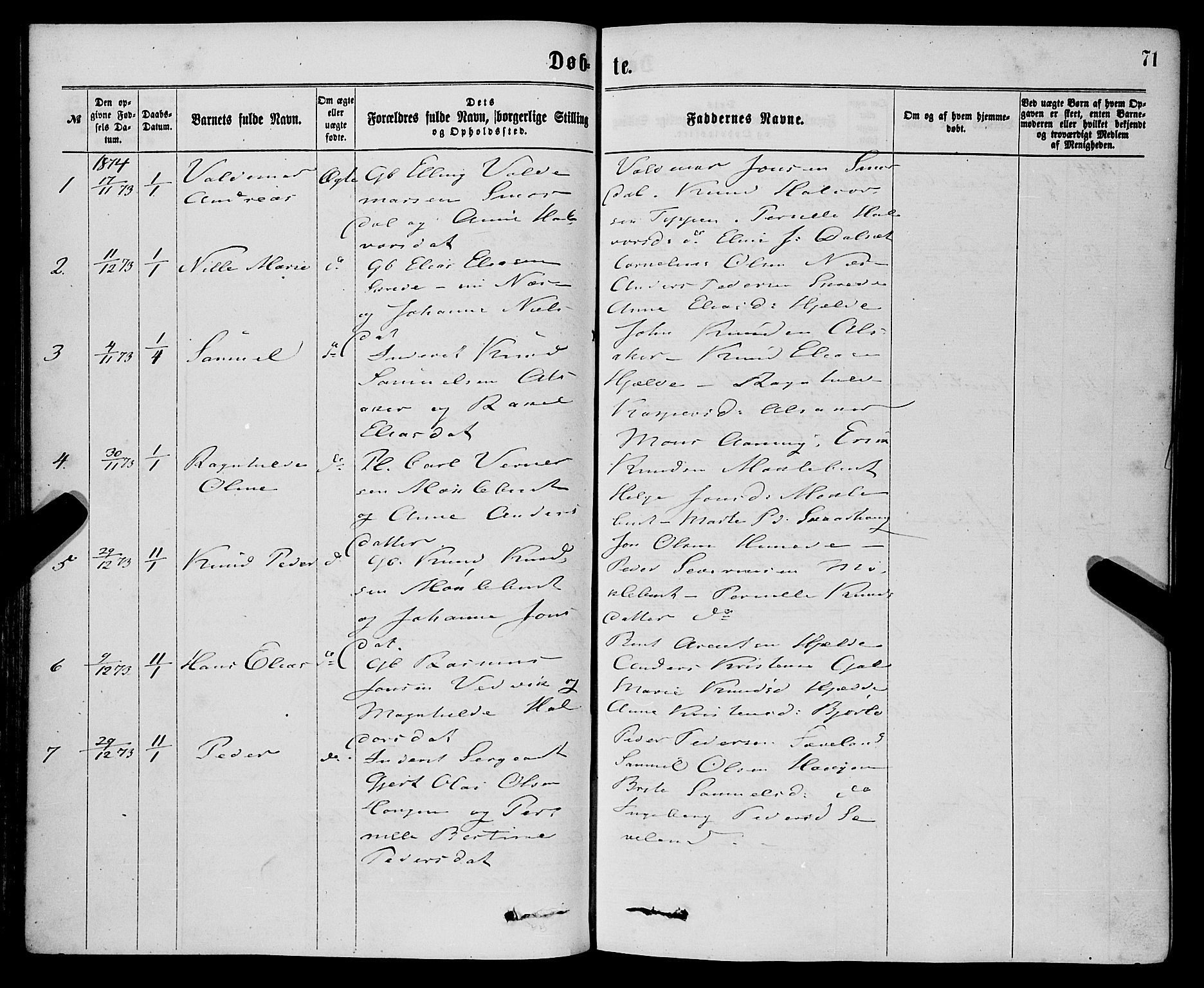 Eid sokneprestembete, SAB/A-82301/H/Haa/Haaa/L0010: Parish register (official) no. A 10, 1867-1878, p. 71