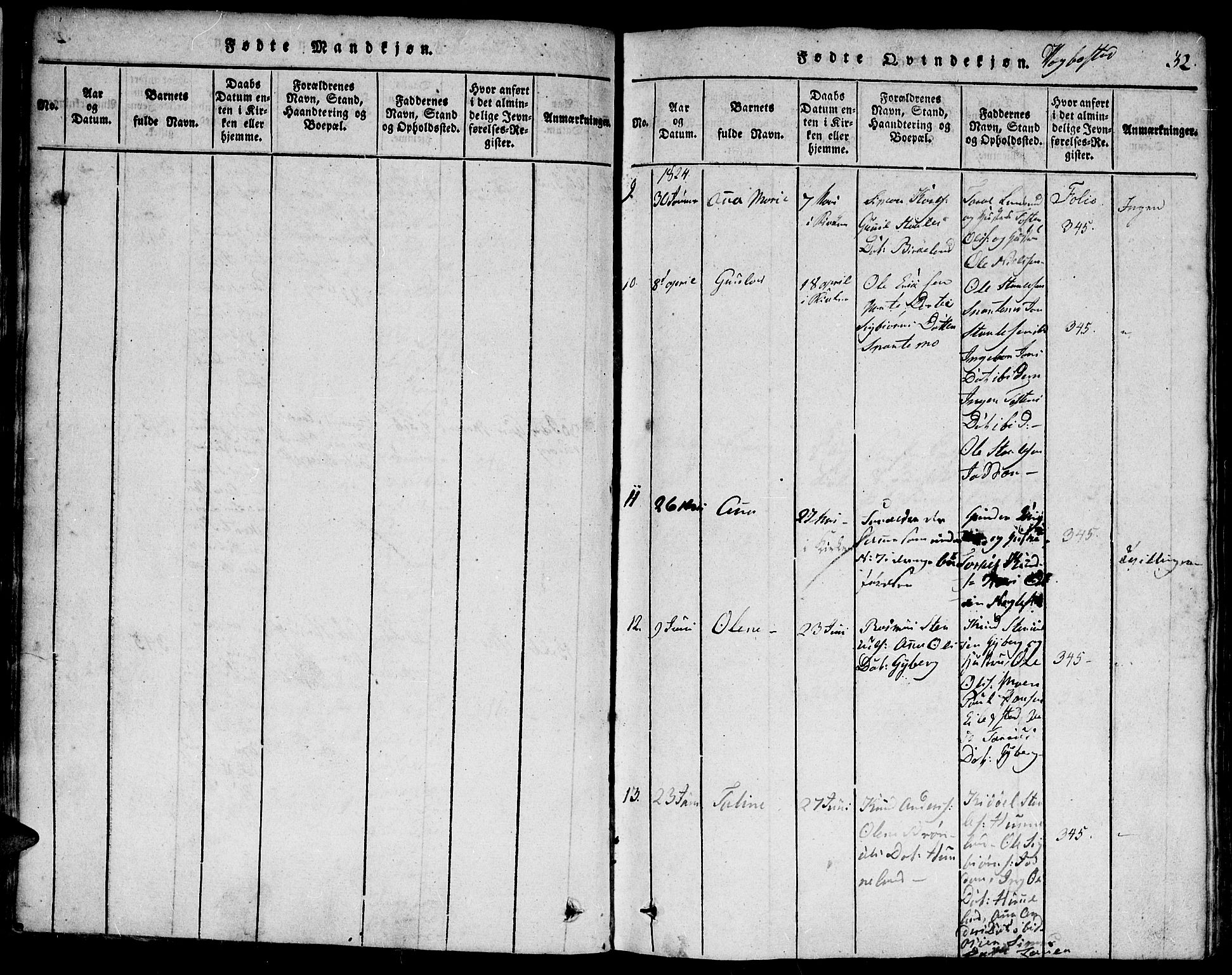 Hægebostad sokneprestkontor, AV/SAK-1111-0024/F/Fa/Faa/L0002: Parish register (official) no. A 2 /1, 1816-1825, p. 32