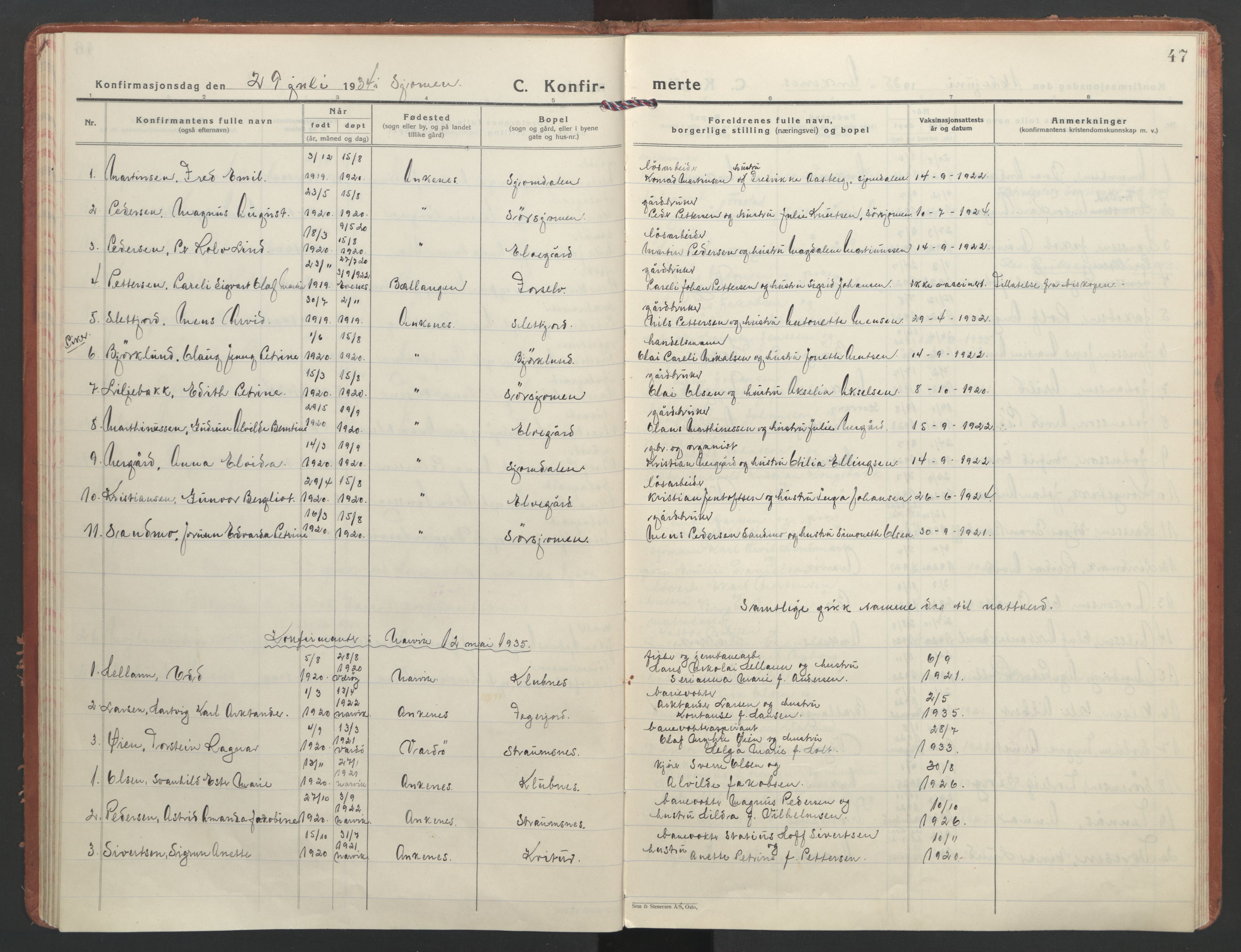 Ministerialprotokoller, klokkerbøker og fødselsregistre - Nordland, AV/SAT-A-1459/866/L0946: Parish register (official) no. 866A09, 1926-1944, p. 47