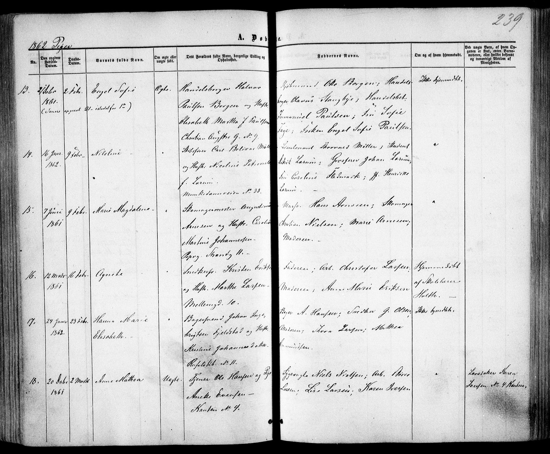 Trefoldighet prestekontor Kirkebøker, AV/SAO-A-10882/F/Fa/L0001: Parish register (official) no. I 1, 1858-1863, p. 239