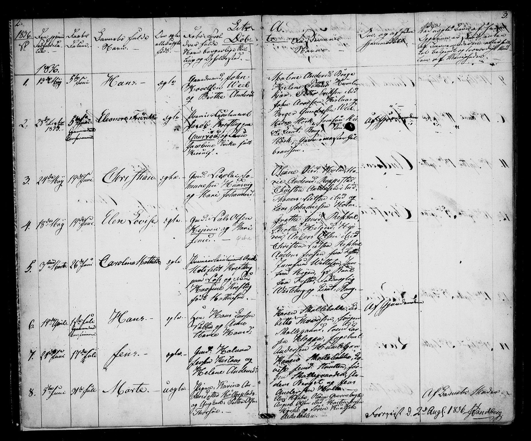 Borge prestekontor Kirkebøker, SAO/A-10903/F/Fb/L0001: Parish register (official) no. II 1, 1836-1852, p. 2-3