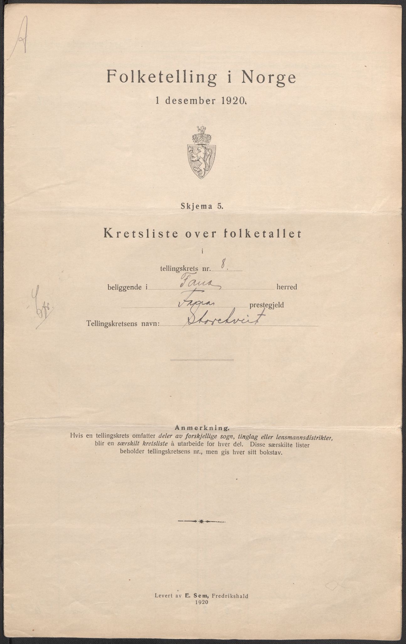 SAB, 1920 census for Fana, 1920, p. 41