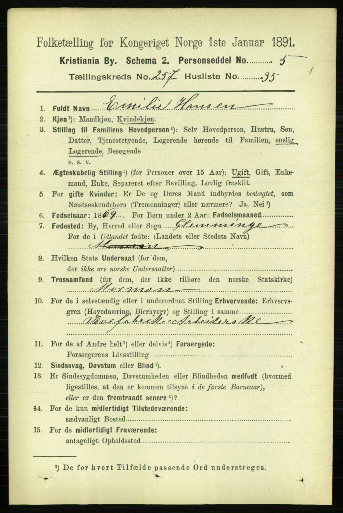 RA, 1891 census for 0301 Kristiania, 1891, p. 157056