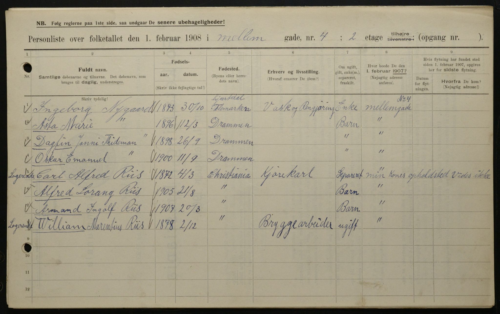 OBA, Municipal Census 1908 for Kristiania, 1908, p. 58315