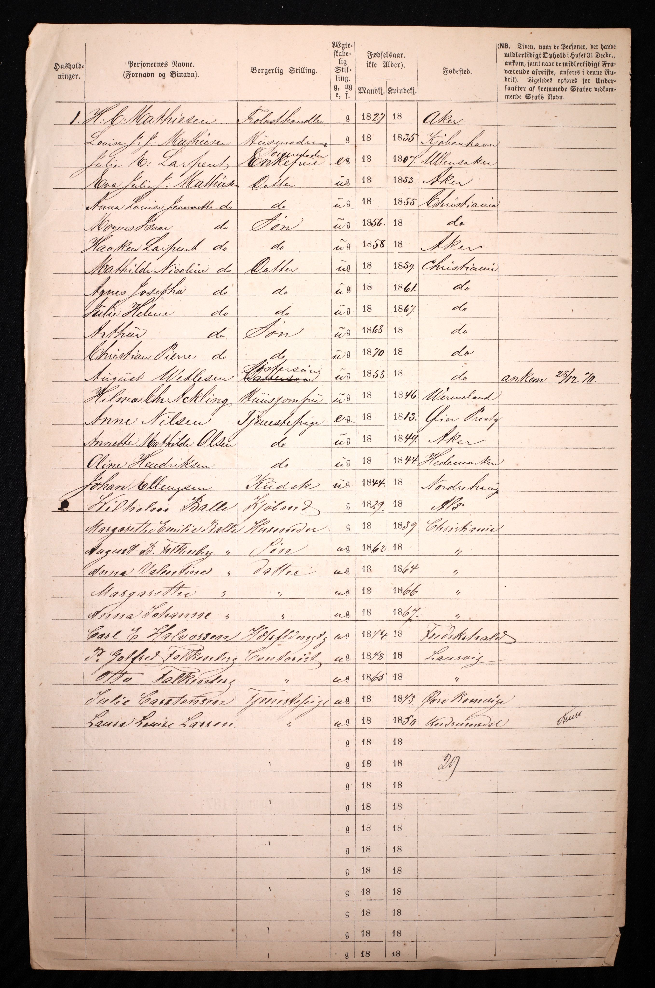 RA, 1870 census for 0301 Kristiania, 1870, p. 4500