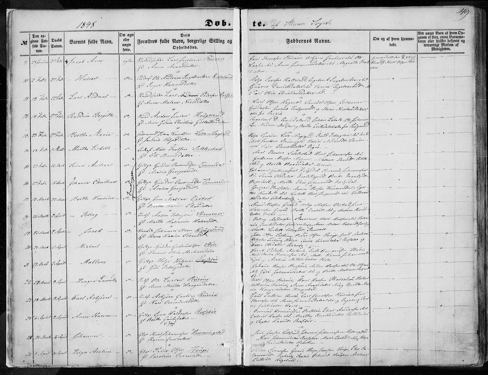 Torvastad sokneprestkontor, SAST/A -101857/H/Ha/Haa/L0009: Parish register (official) no. A 9, 1847-1856, p. 49