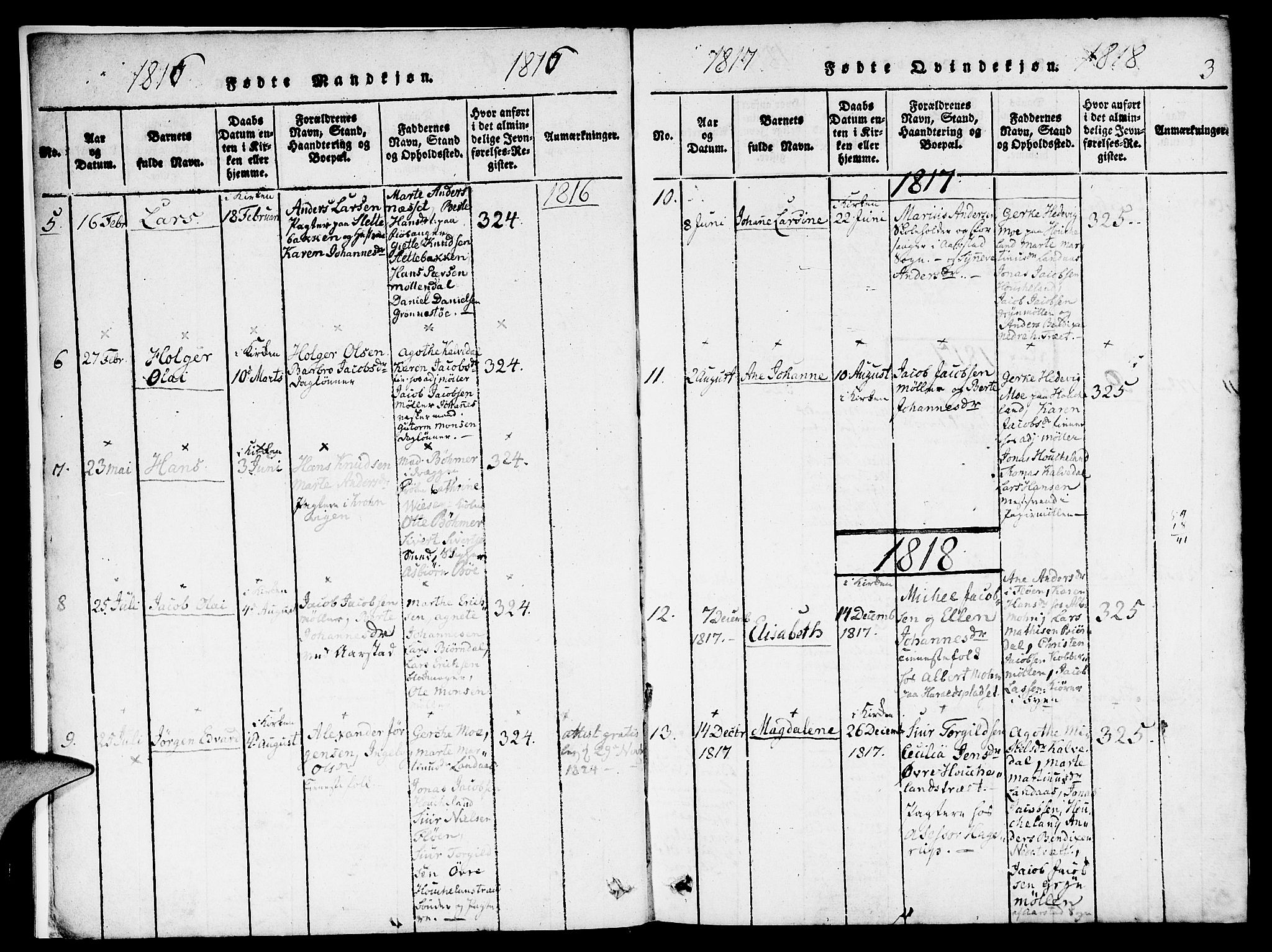 St. Jørgens hospital og Årstad sokneprestembete, AV/SAB-A-99934: Parish register (official) no. A 3, 1815-1843, p. 3