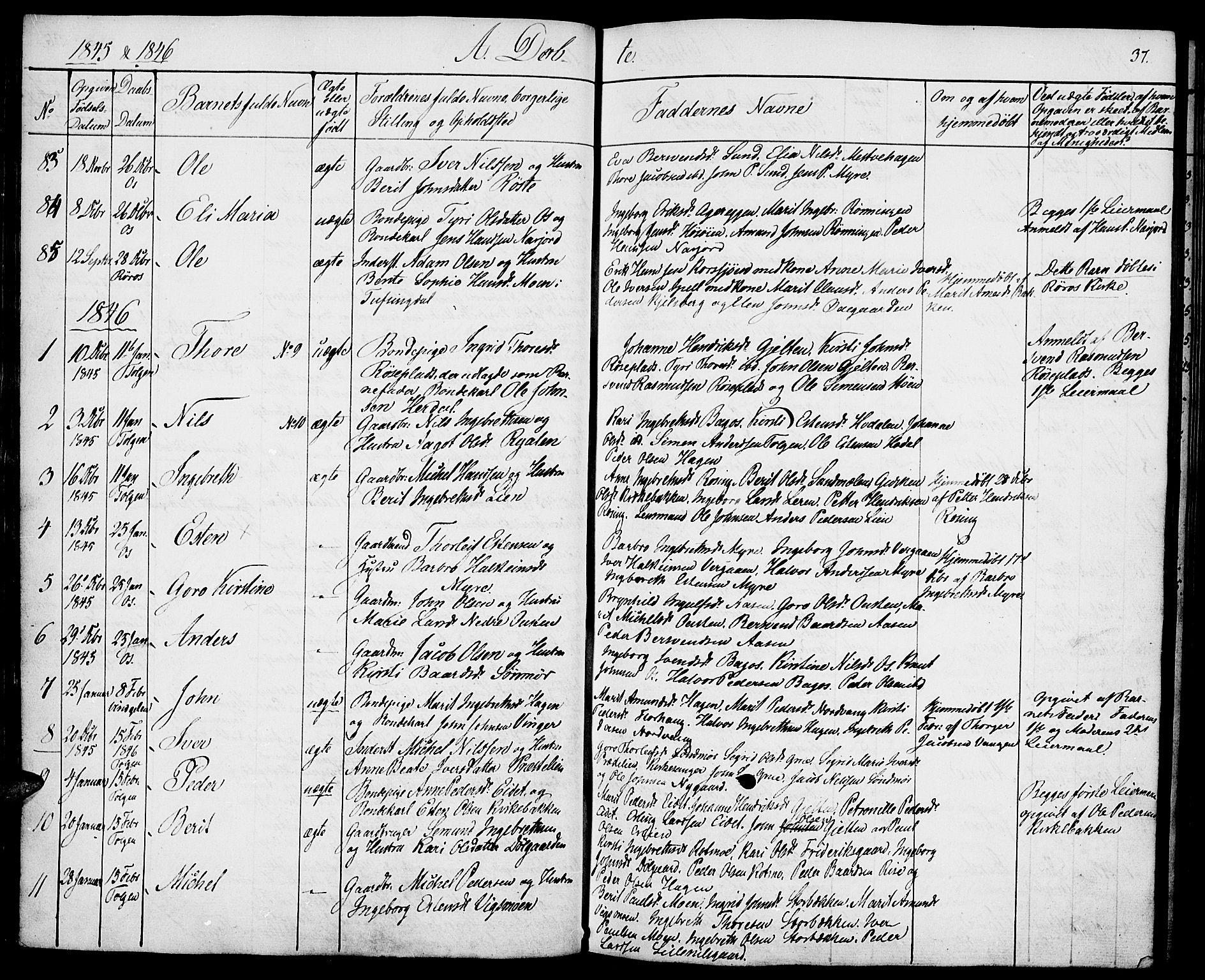 Tolga prestekontor, AV/SAH-PREST-062/K/L0005: Parish register (official) no. 5, 1836-1852, p. 37