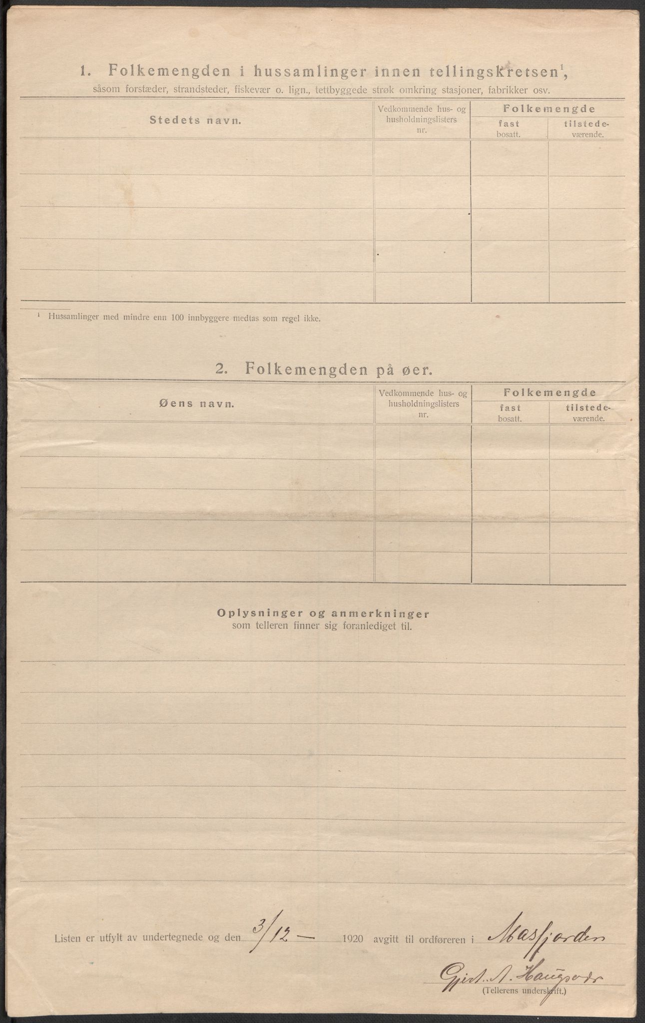 SAB, 1920 census for Masfjorden, 1920, p. 42