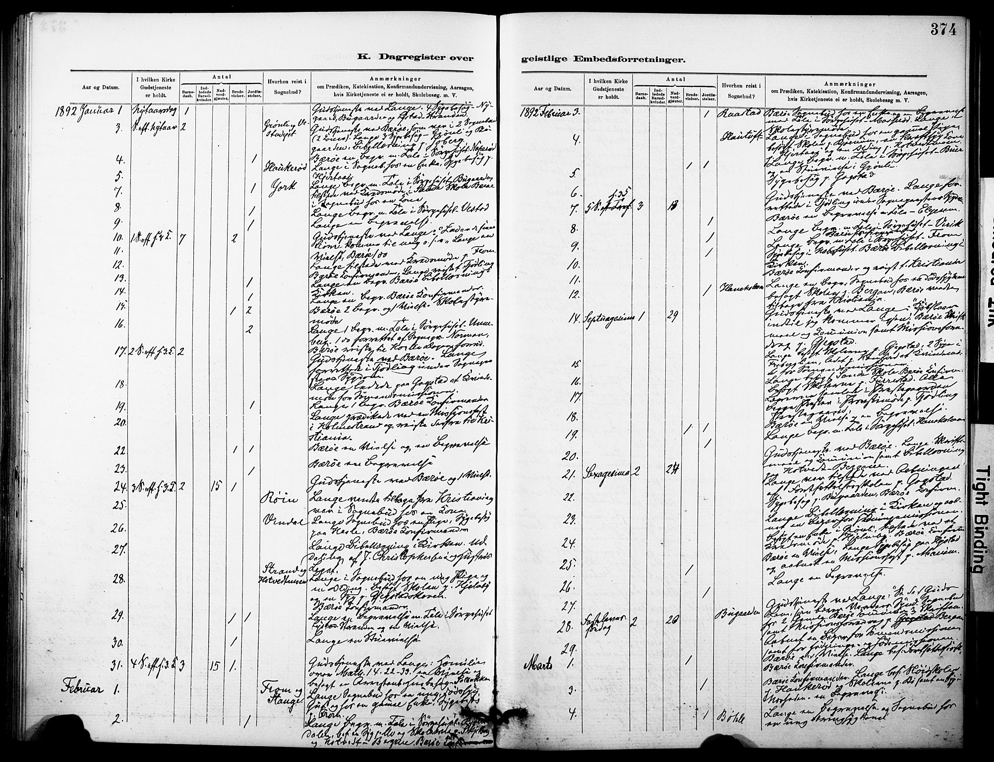 Sandar kirkebøker, SAKO/A-243/F/Fa/L0013: Parish register (official) no. 13, 1883-1895, p. 374
