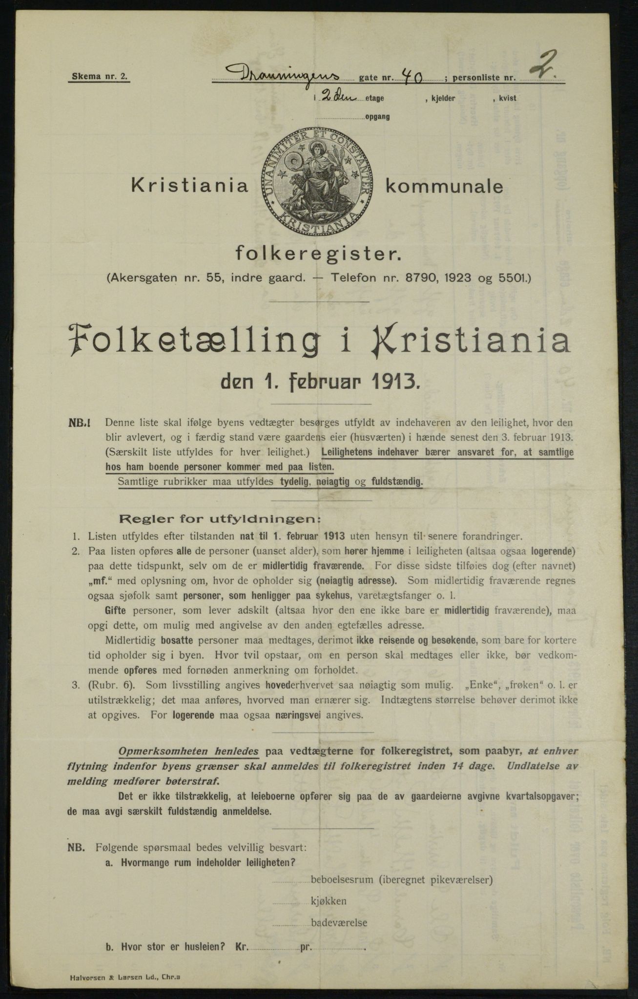 OBA, Municipal Census 1913 for Kristiania, 1913, p. 17479