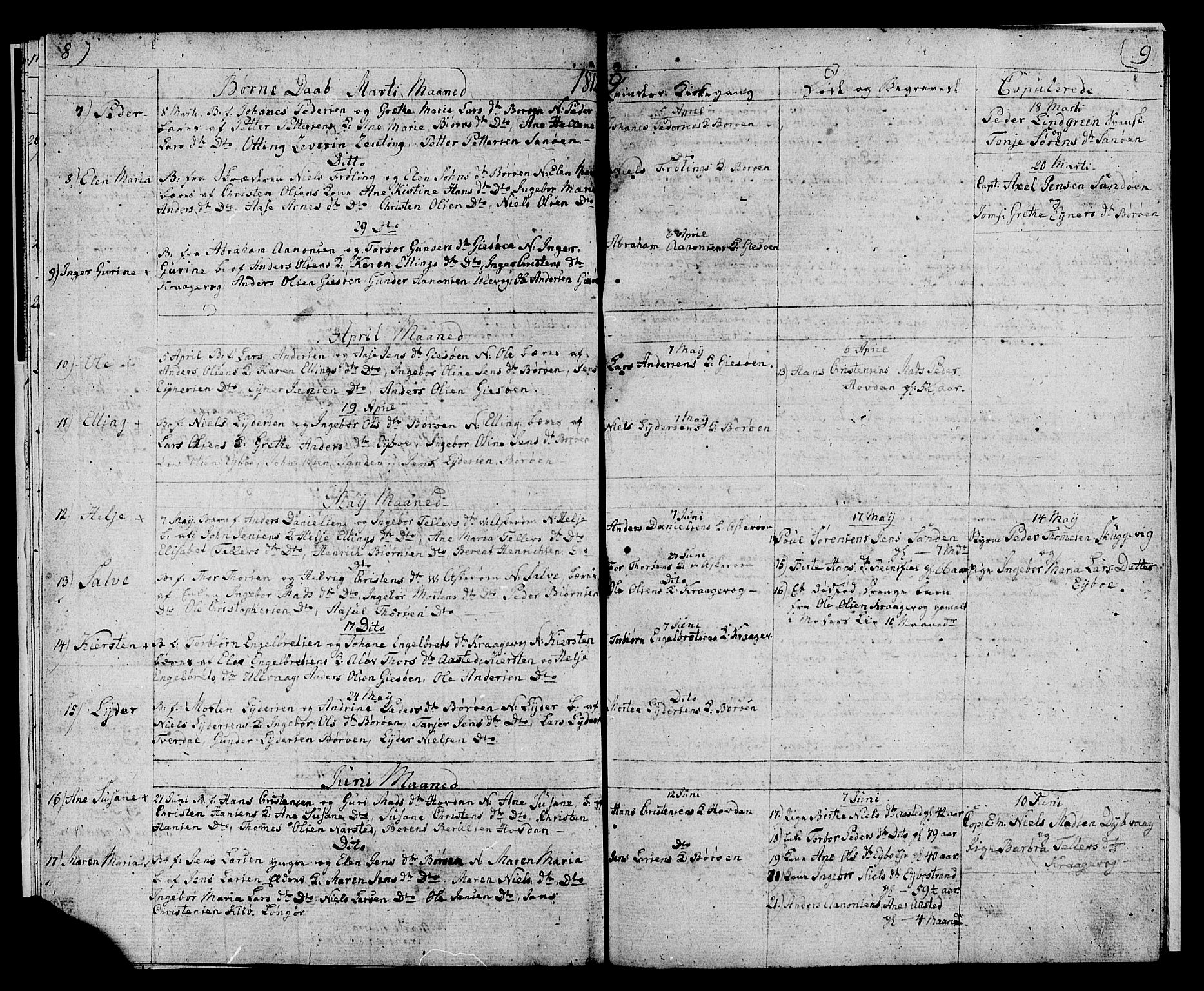 Dypvåg sokneprestkontor, SAK/1111-0007/F/Fb/Fba/L0008: Parish register (copy) no. B 8, 1811-1813, p. 8-9