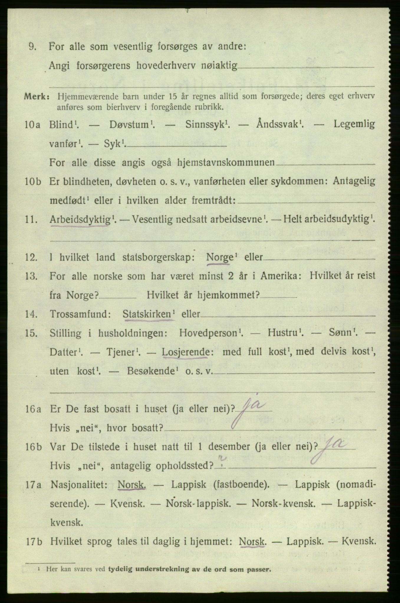 SATØ, 1920 census for Lebesby, 1920, p. 2422