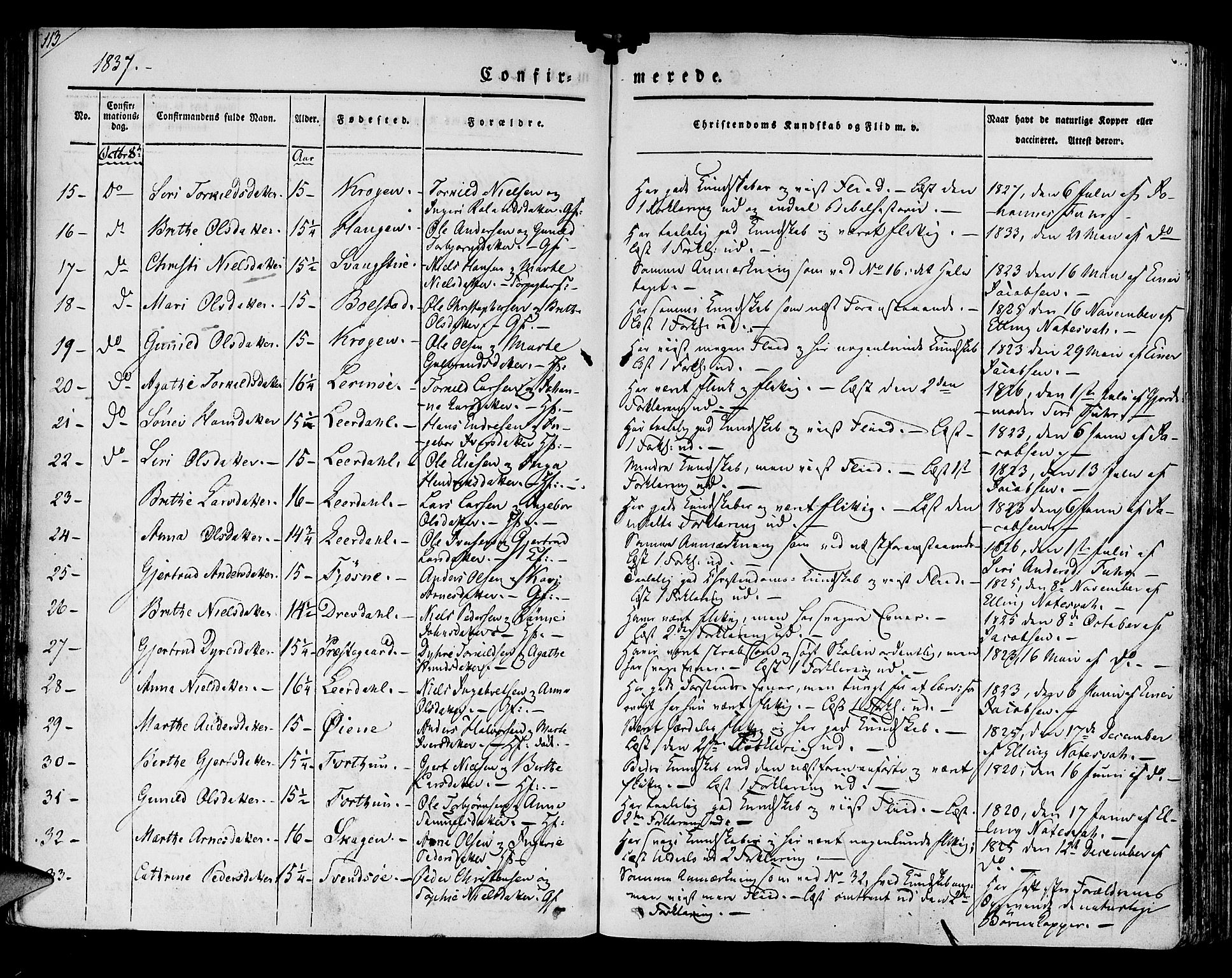 Luster sokneprestembete, AV/SAB-A-81101/H/Haa/Haaa/L0005: Parish register (official) no. A 5, 1831-1841, p. 113