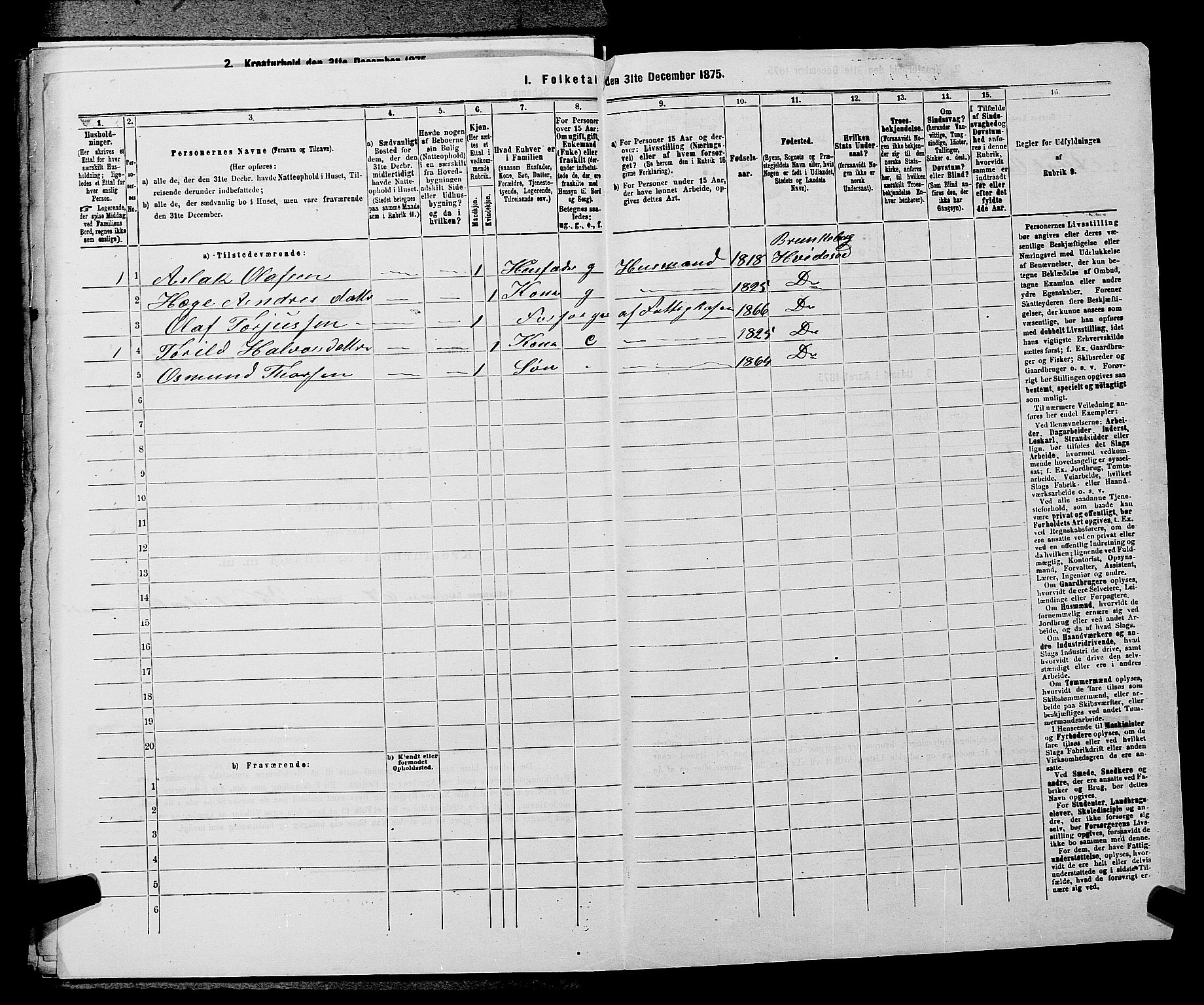 SAKO, 1875 census for 0829P Kviteseid, 1875, p. 670