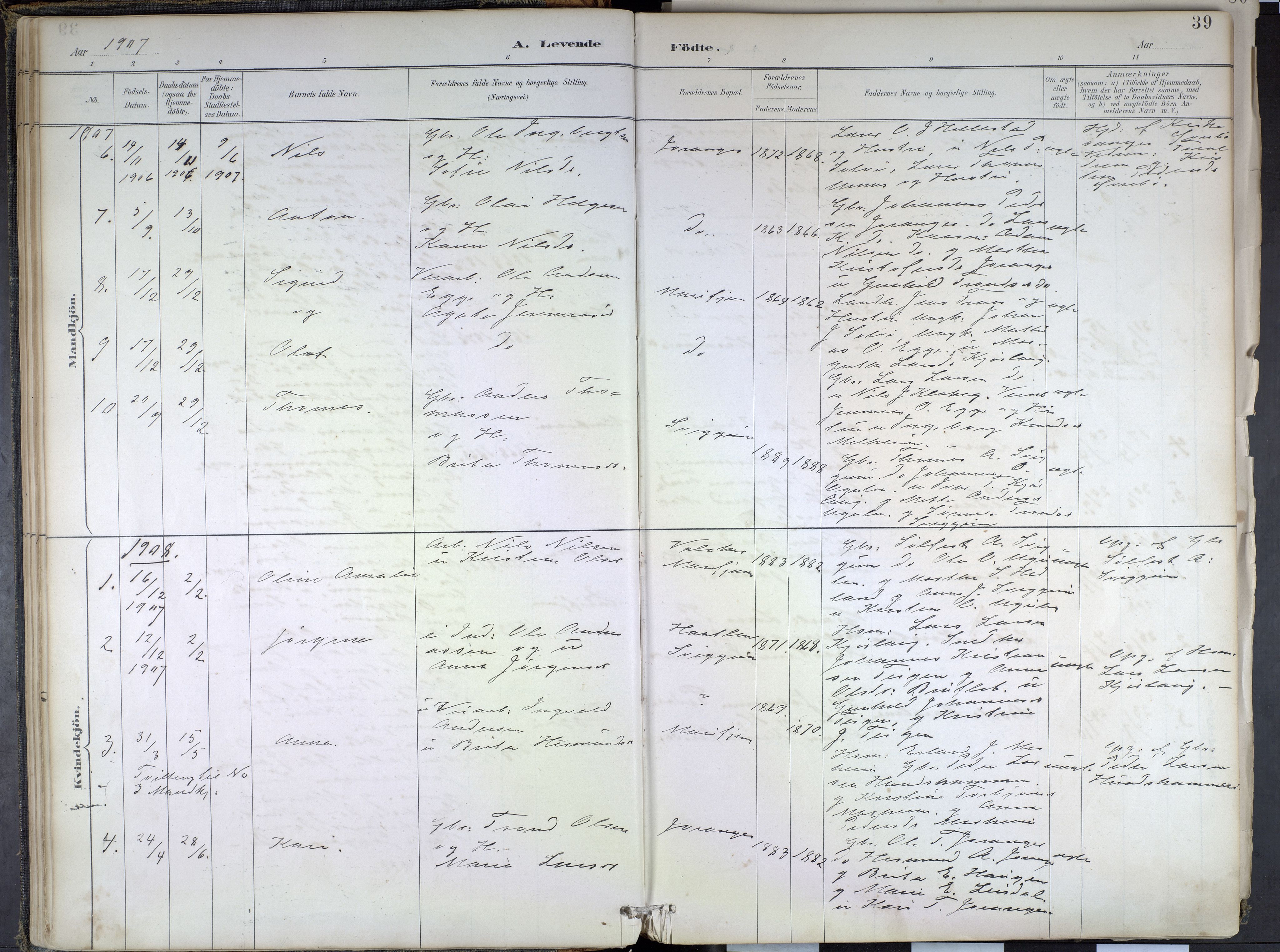 Hafslo sokneprestembete, SAB/A-80301/H/Haa/Haae/L0001: Parish register (official) no. E 1, 1886-1934, p. 39