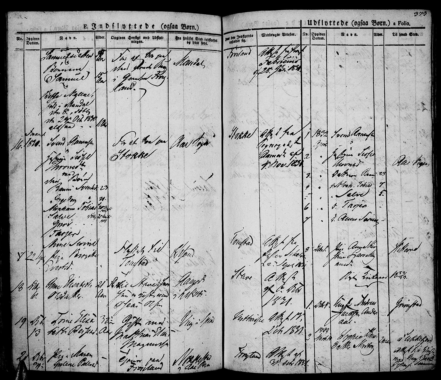 Lista sokneprestkontor, AV/SAK-1111-0027/F/Fa/L0008: Parish register (official) no. A 8, 1823-1835, p. 373