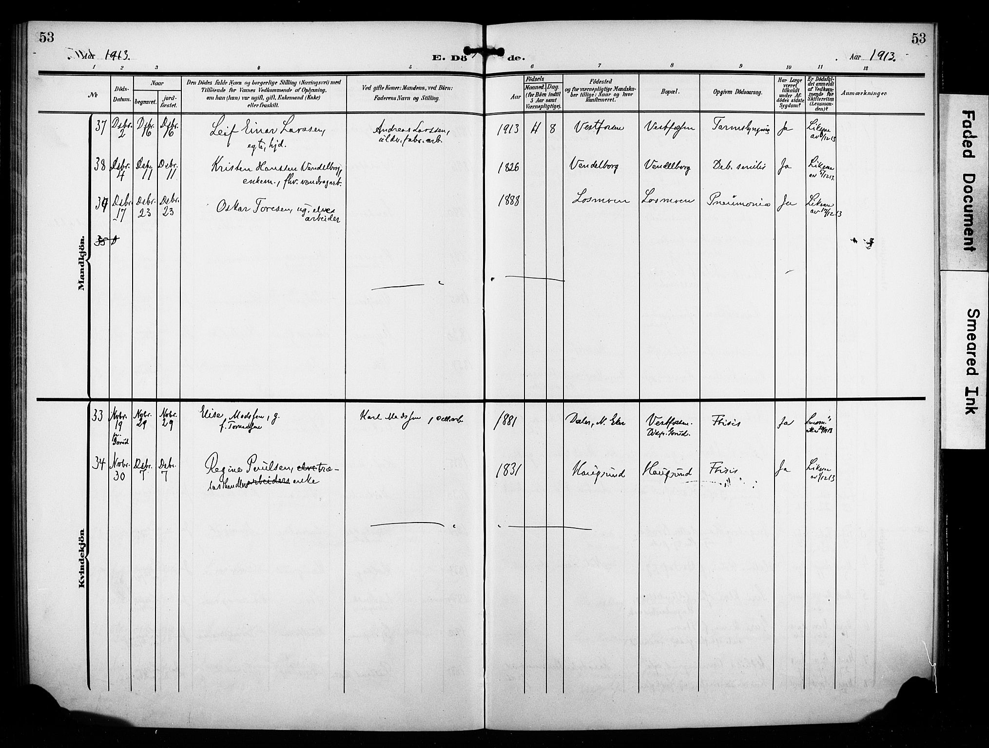 Eiker kirkebøker, AV/SAKO-A-4/F/Fb/L0004: Parish register (official) no. II 4, 1905-1914, p. 53