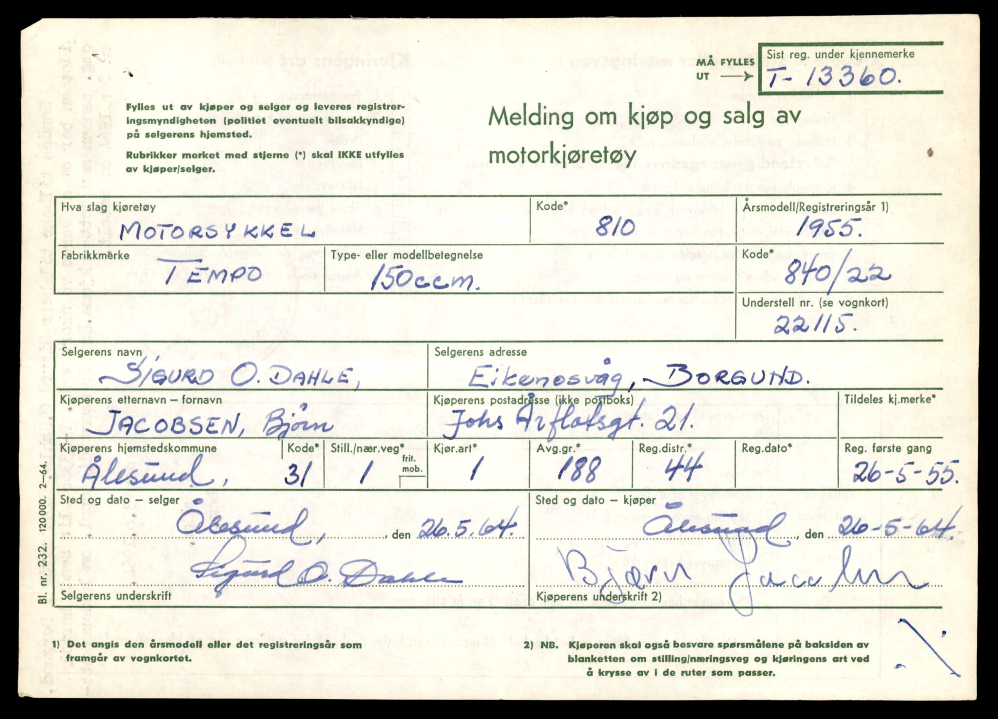 Møre og Romsdal vegkontor - Ålesund trafikkstasjon, SAT/A-4099/F/Fe/L0038: Registreringskort for kjøretøy T 13180 - T 13360, 1927-1998, p. 3093