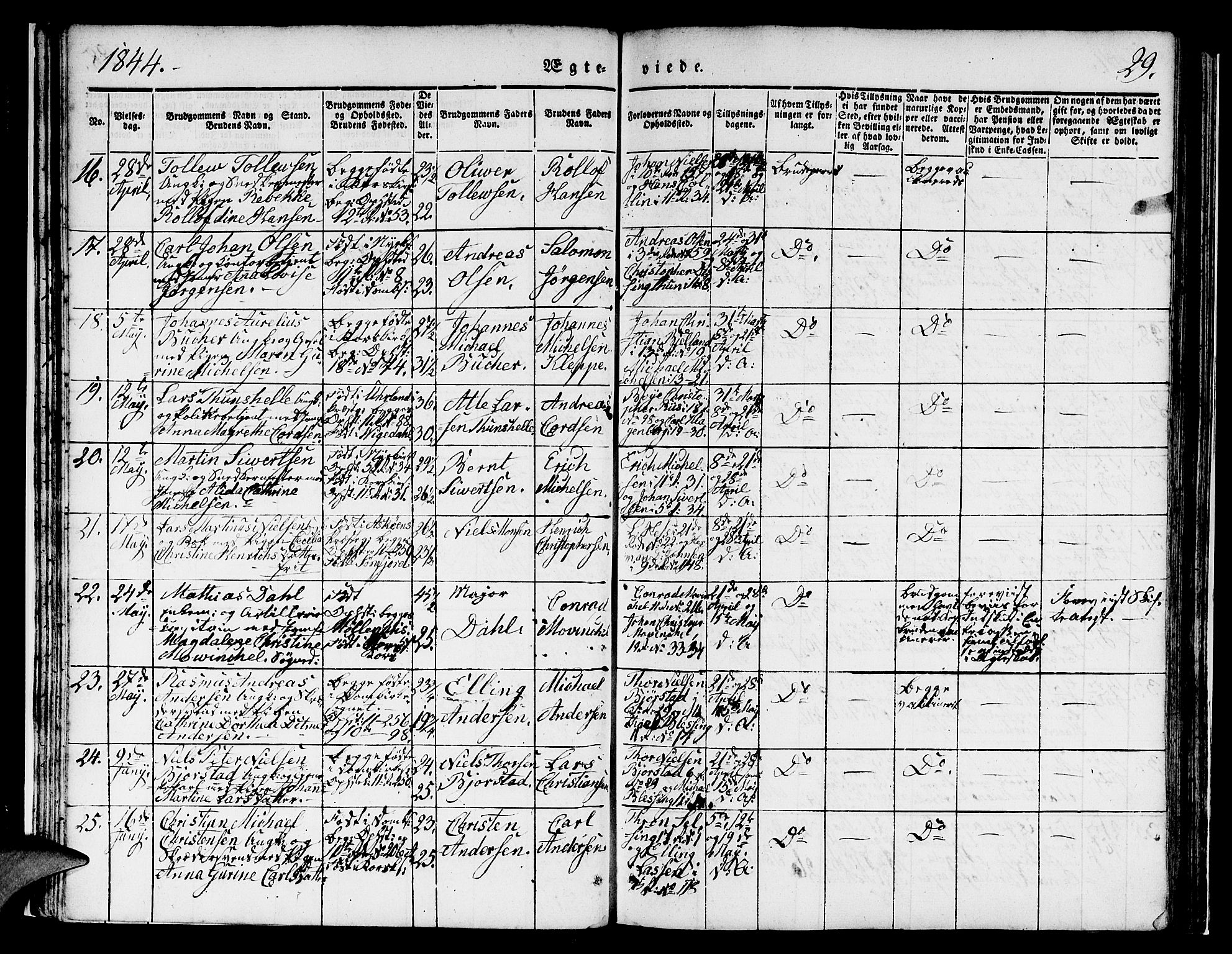 Domkirken sokneprestembete, AV/SAB-A-74801/H/Hab/L0029: Parish register (copy) no. D 1, 1839-1857, p. 29