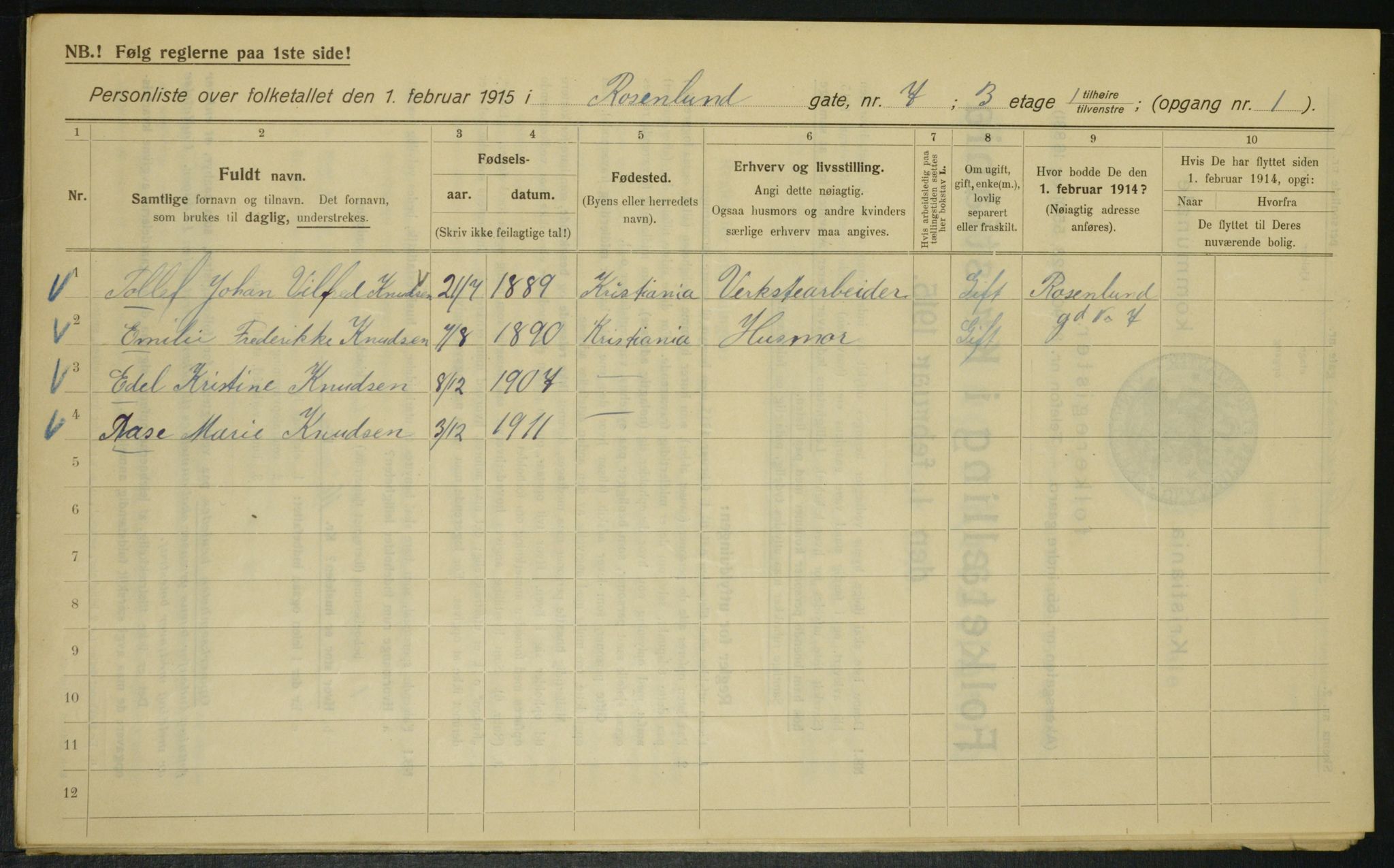 OBA, Municipal Census 1915 for Kristiania, 1915, p. 83722