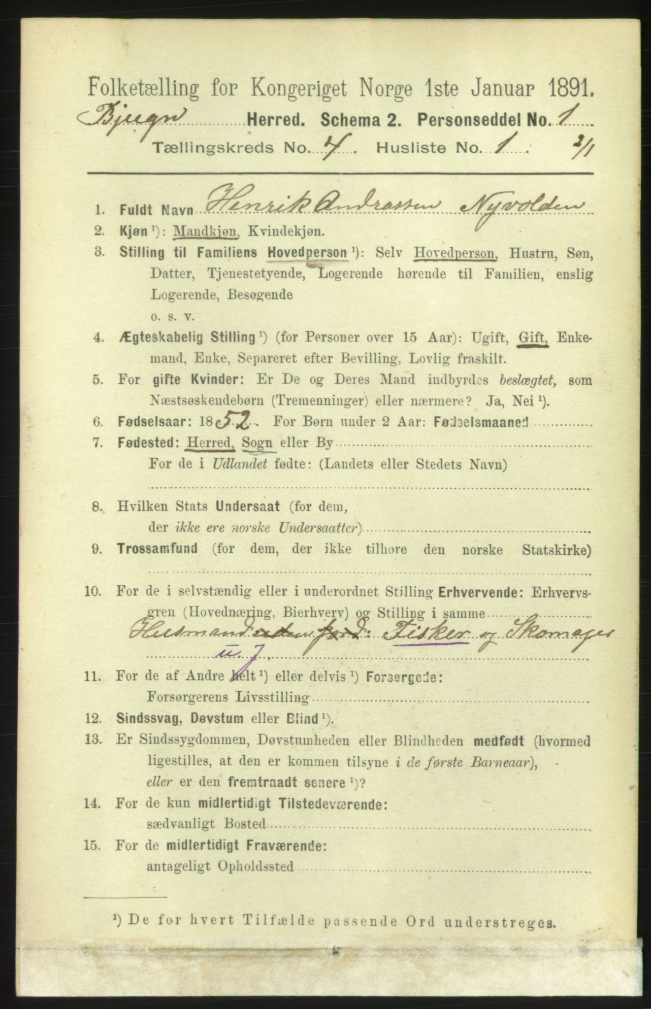 RA, 1891 census for 1627 Bjugn, 1891, p. 970