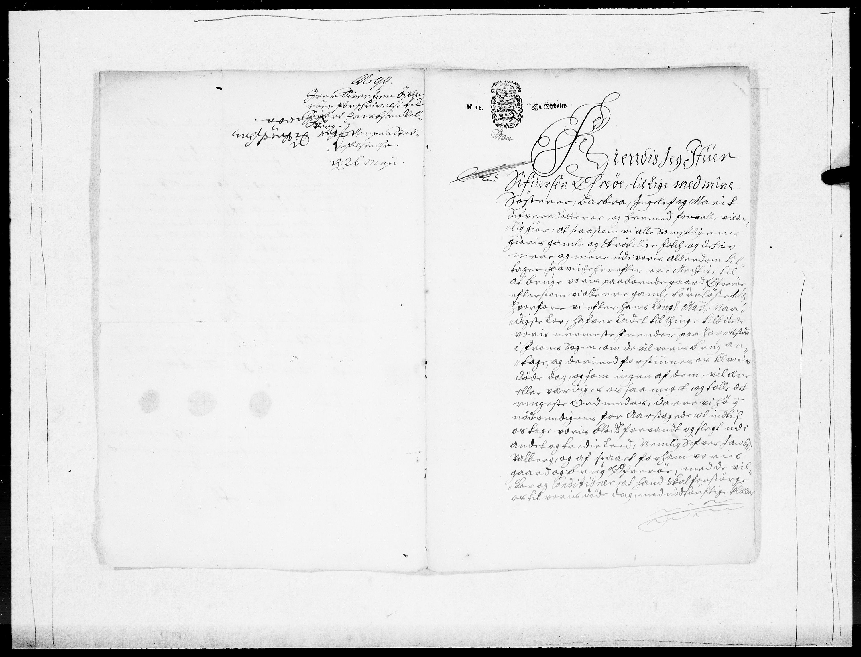 Danske Kanselli 1572-1799, AV/RA-EA-3023/F/Fc/Fcc/Fcca/L0048: Norske innlegg 1572-1799, 1697-1699, p. 413