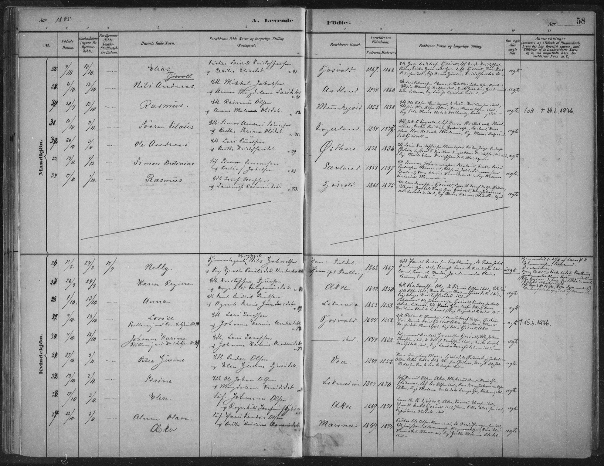 Kopervik sokneprestkontor, SAST/A-101850/H/Ha/Haa/L0004: Parish register (official) no. A 4, 1882-1905, p. 58