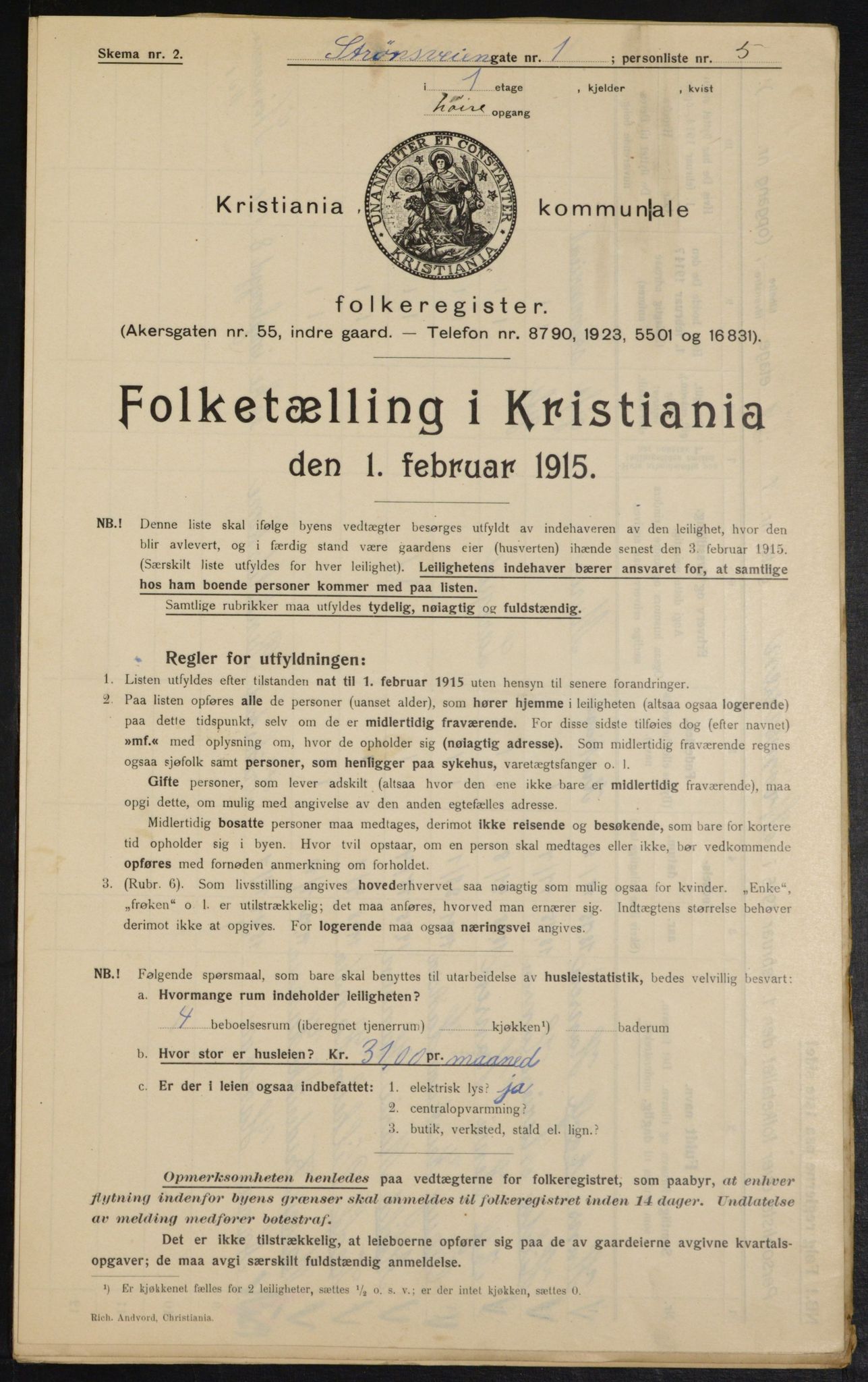 OBA, Municipal Census 1915 for Kristiania, 1915, p. 104130