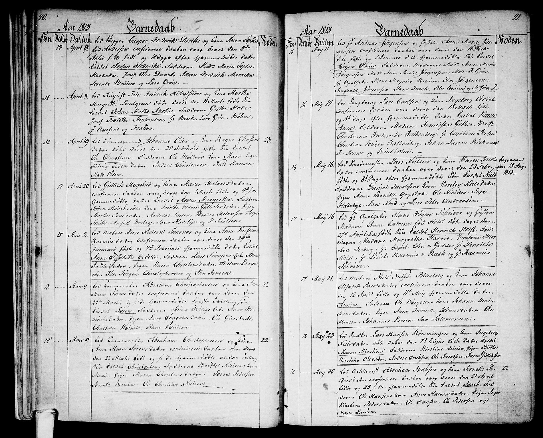 Larvik kirkebøker, SAKO/A-352/G/Ga/L0002: Parish register (copy) no. I 2, 1807-1830, p. 40-41