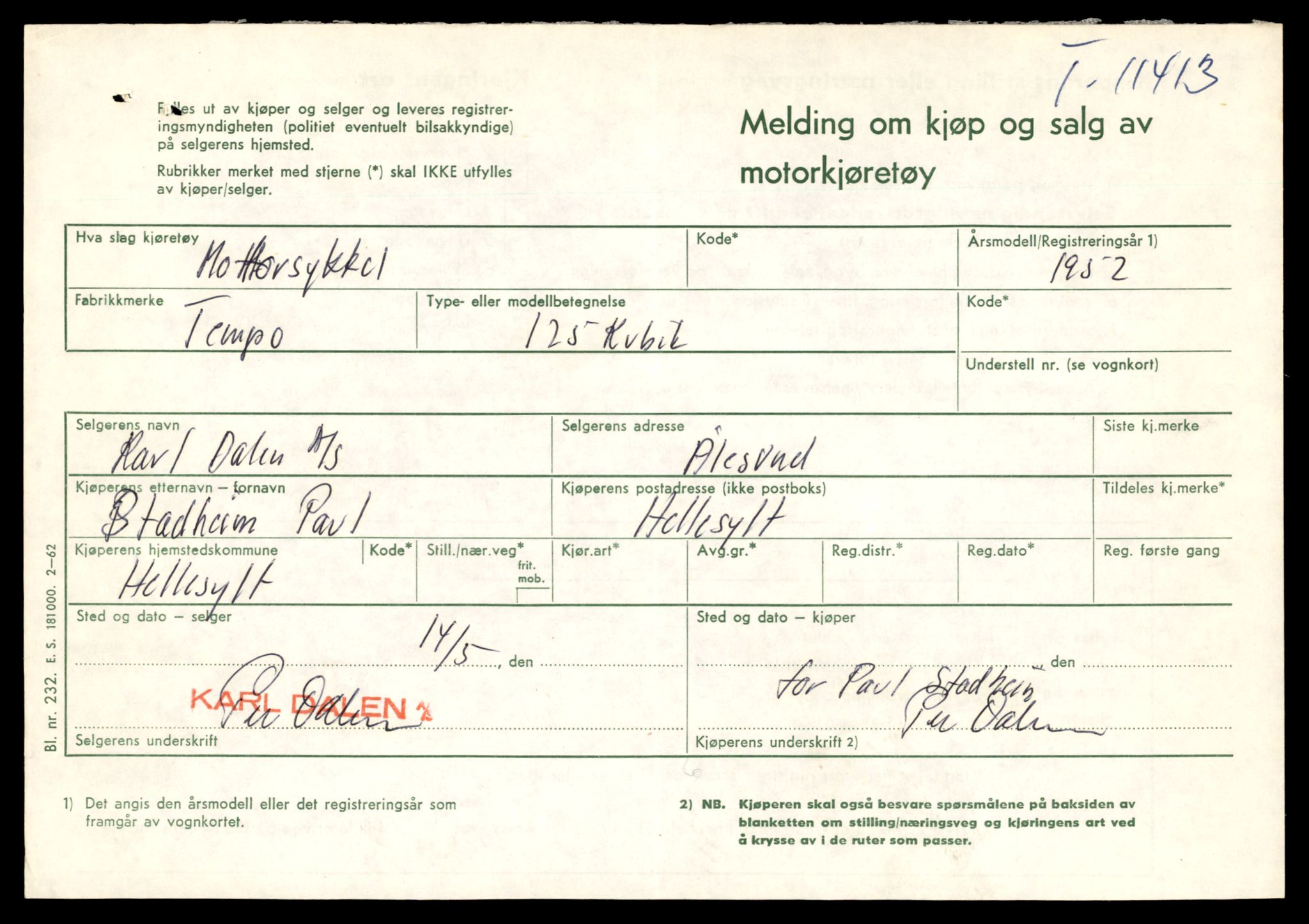 Møre og Romsdal vegkontor - Ålesund trafikkstasjon, AV/SAT-A-4099/F/Fe/L0028: Registreringskort for kjøretøy T 11290 - T 11429, 1927-1998, p. 2821