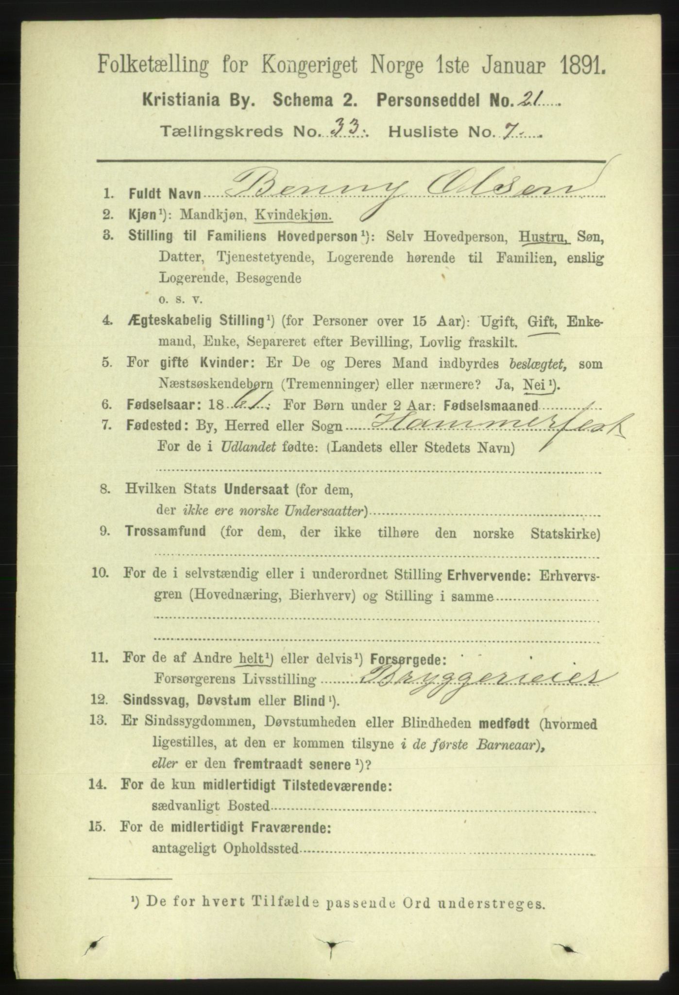 RA, 1891 census for 0301 Kristiania, 1891, p. 17788