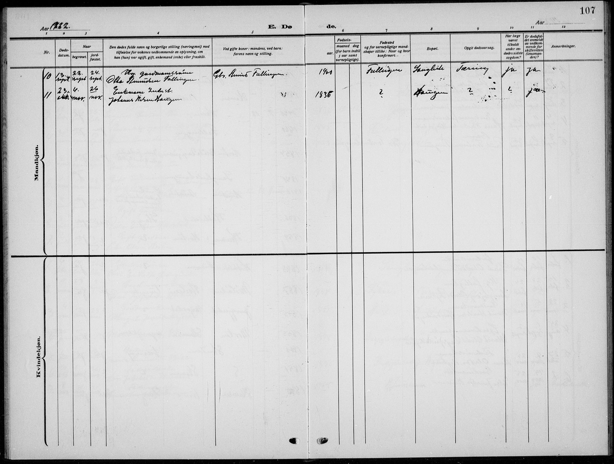 Skjåk prestekontor, SAH/PREST-072/H/Ha/Hab/L0005: Parish register (copy) no. 5, 1922-1936, p. 107