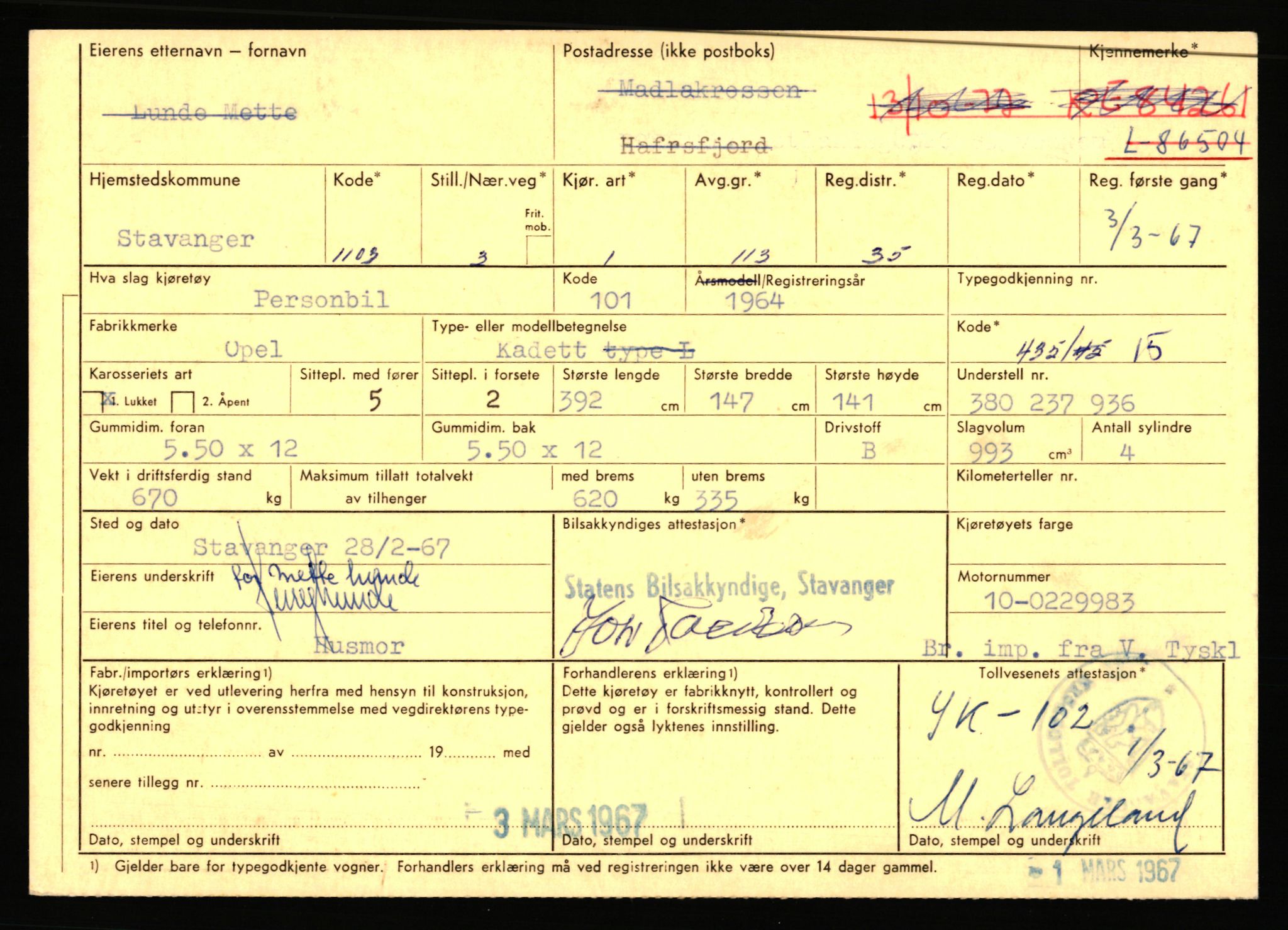 Stavanger trafikkstasjon, AV/SAST-A-101942/0/F/L0074: L-86500 - L-88799, 1930-1971, p. 3