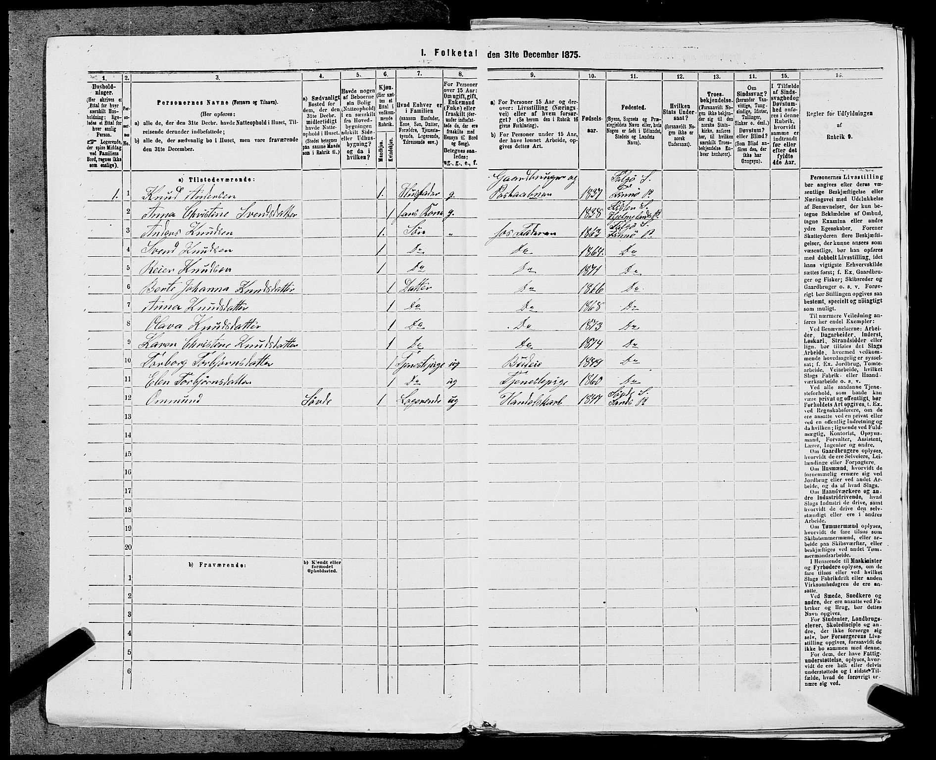 SAST, 1875 census for 1141P Finnøy, 1875, p. 610