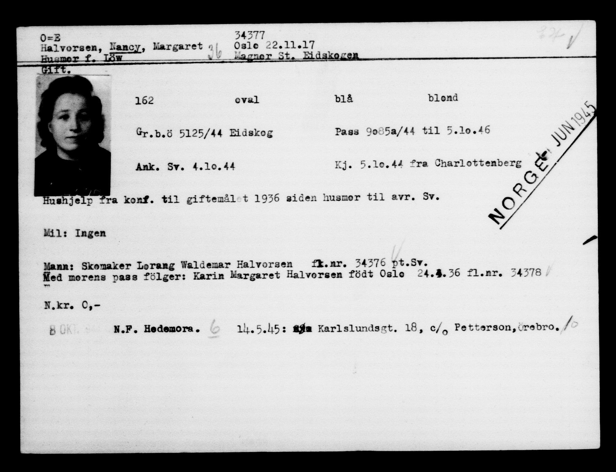 Utenriksstasjonene, Legasjonen i Stockholm, Flyktningkontoret, AV/RA-S-6753/V/Va/L0013: Kjesäterkartoteket, flyktninger med registreringsnr. 31500-34731, 1940-1945, p. 3030