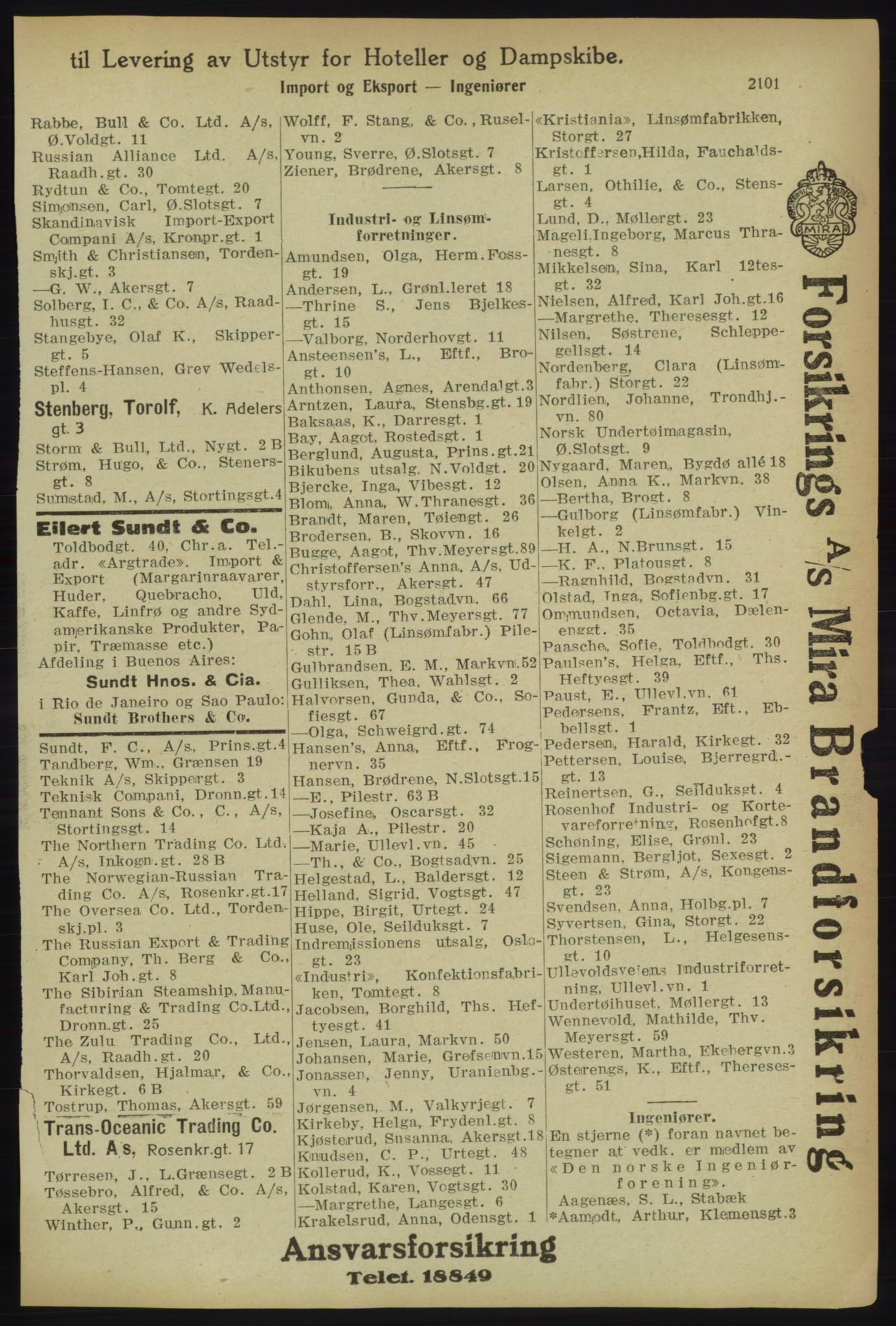 Kristiania/Oslo adressebok, PUBL/-, 1918, p. 2254