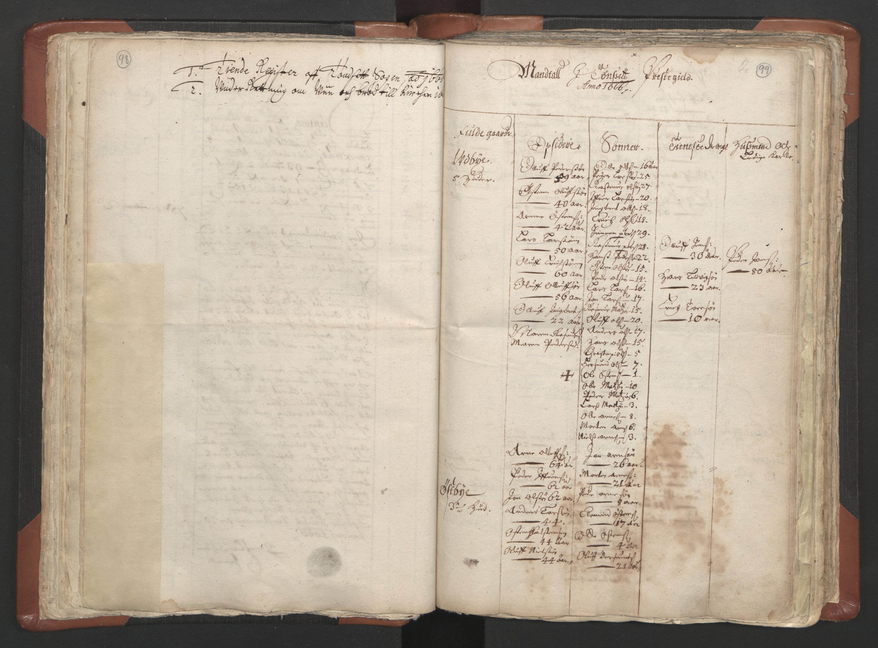 RA, Vicar's Census 1664-1666, no. 5: Hedmark deanery, 1664-1666, p. 98-99