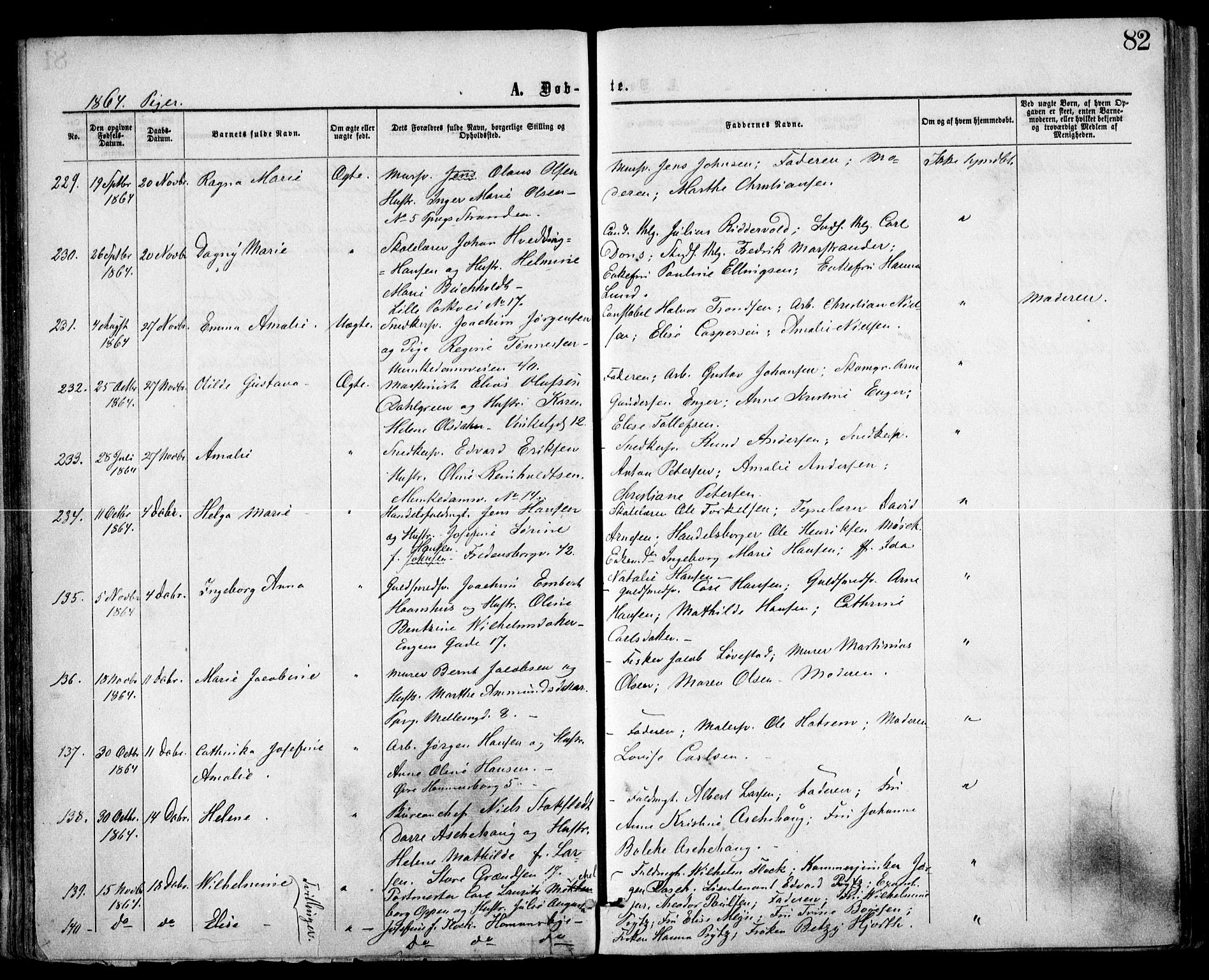 Trefoldighet prestekontor Kirkebøker, AV/SAO-A-10882/F/Fa/L0002: Parish register (official) no. I 2, 1863-1870, p. 82