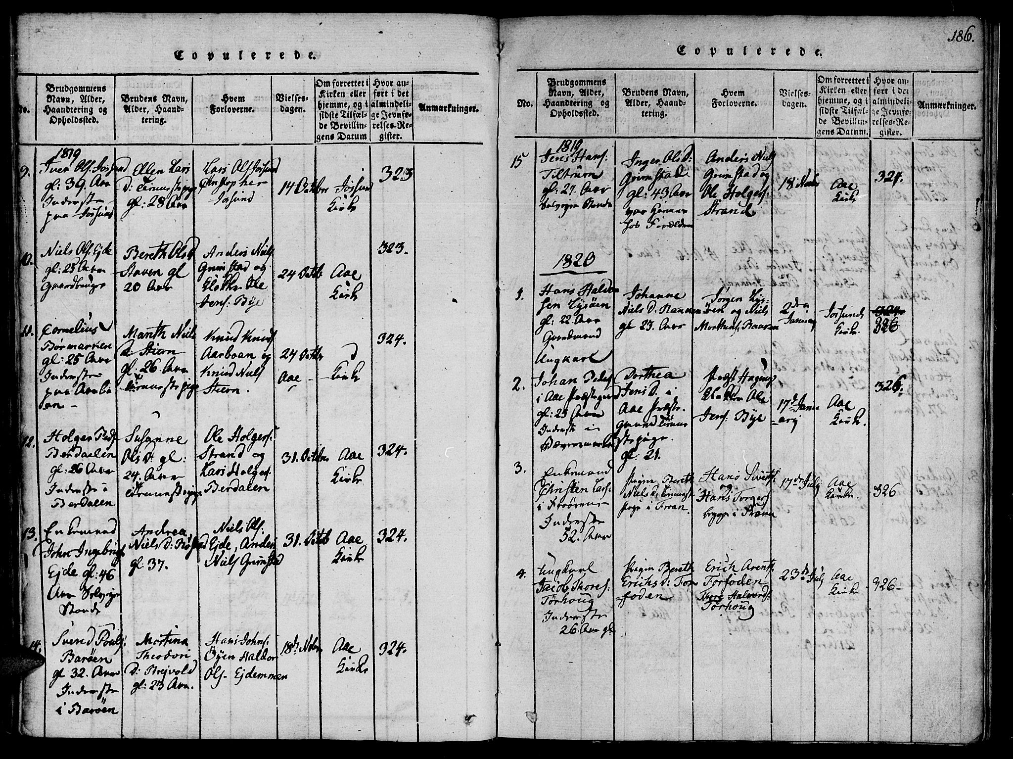 Ministerialprotokoller, klokkerbøker og fødselsregistre - Sør-Trøndelag, AV/SAT-A-1456/655/L0675: Parish register (official) no. 655A04, 1818-1830, p. 186