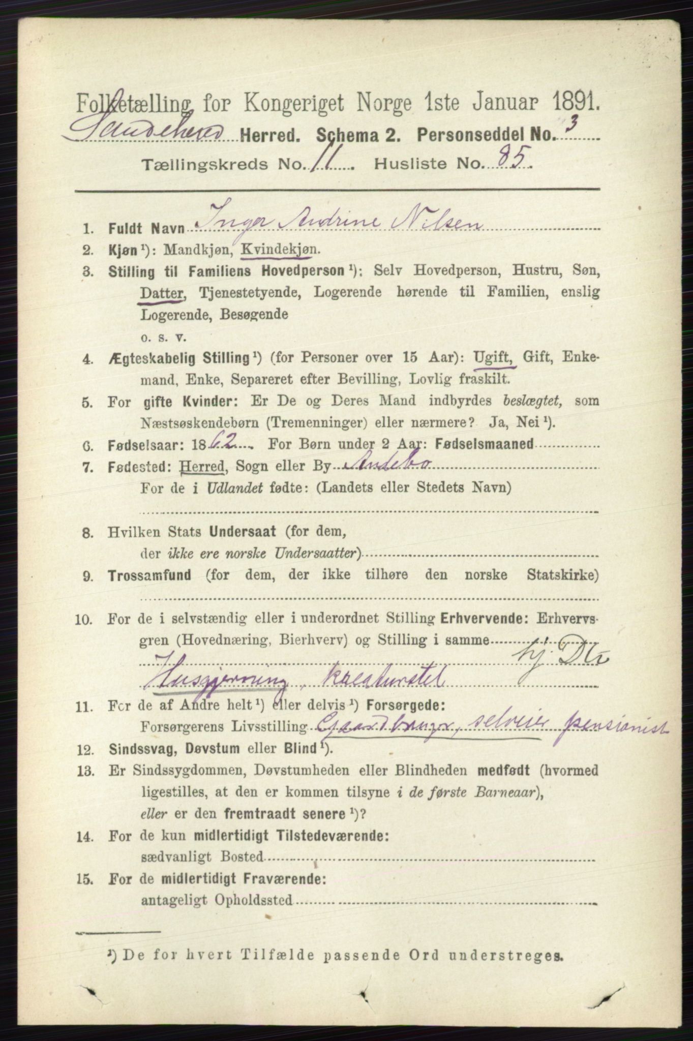 RA, 1891 census for 0724 Sandeherred, 1891, p. 7150